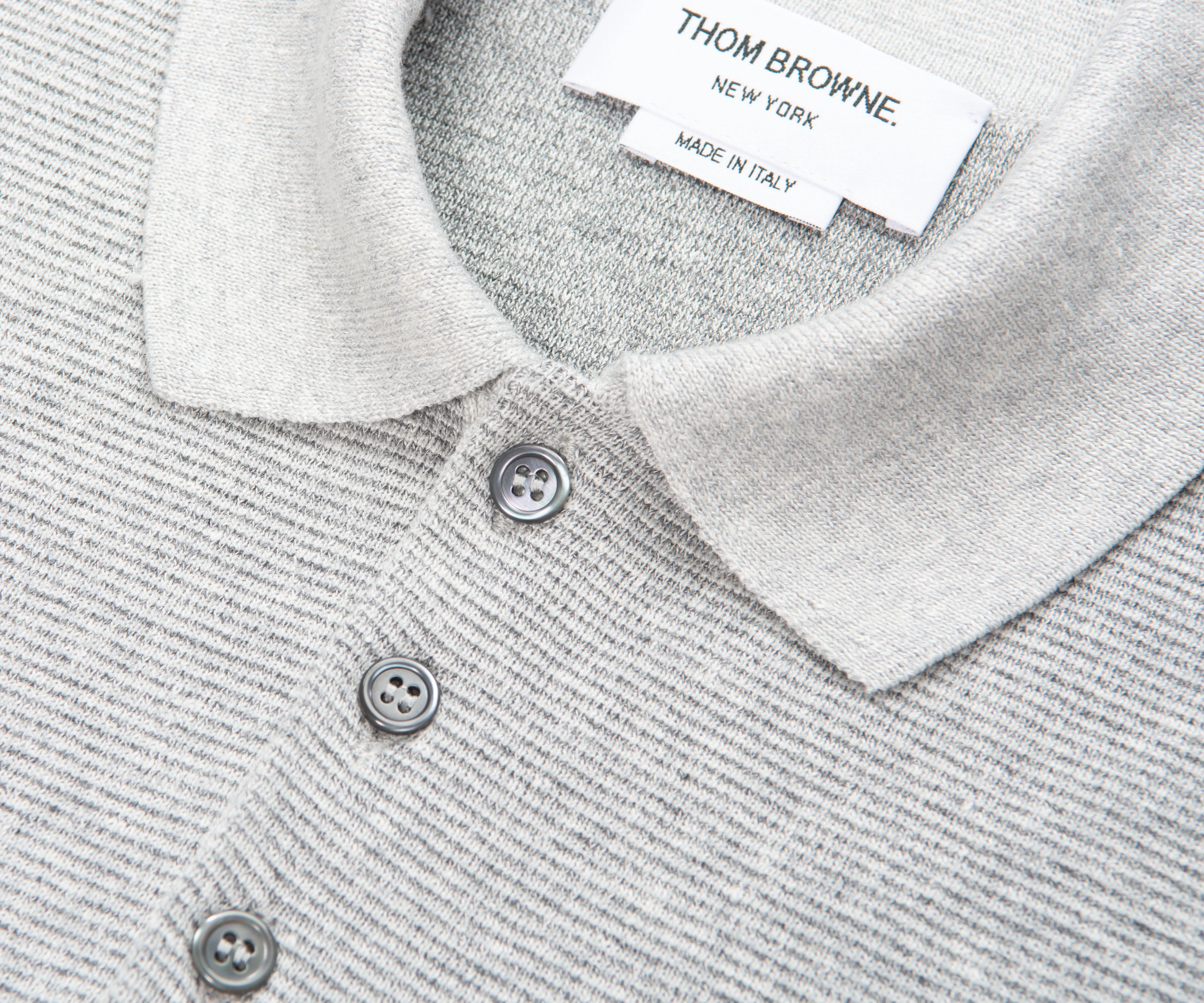 Thom Browne Grey Textured Stripe Stitch Polo - Image 4