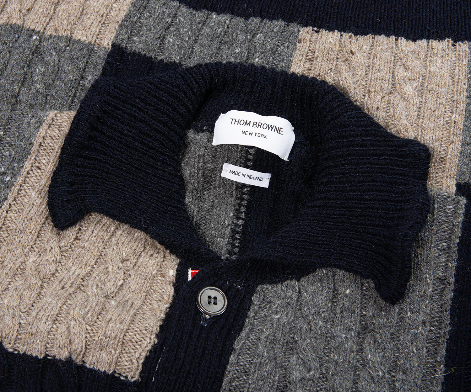 Thom Browne Multi Patchwork Cable Knit Cardigan - Image 2