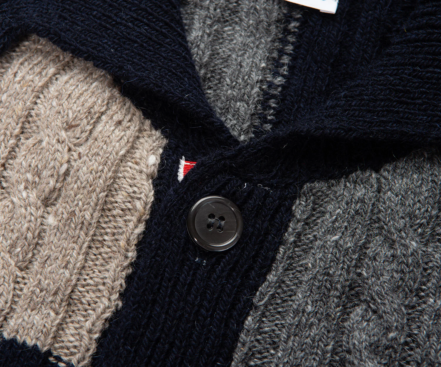 Thom Browne Multi Patchwork Cable Knit Cardigan - Image 3