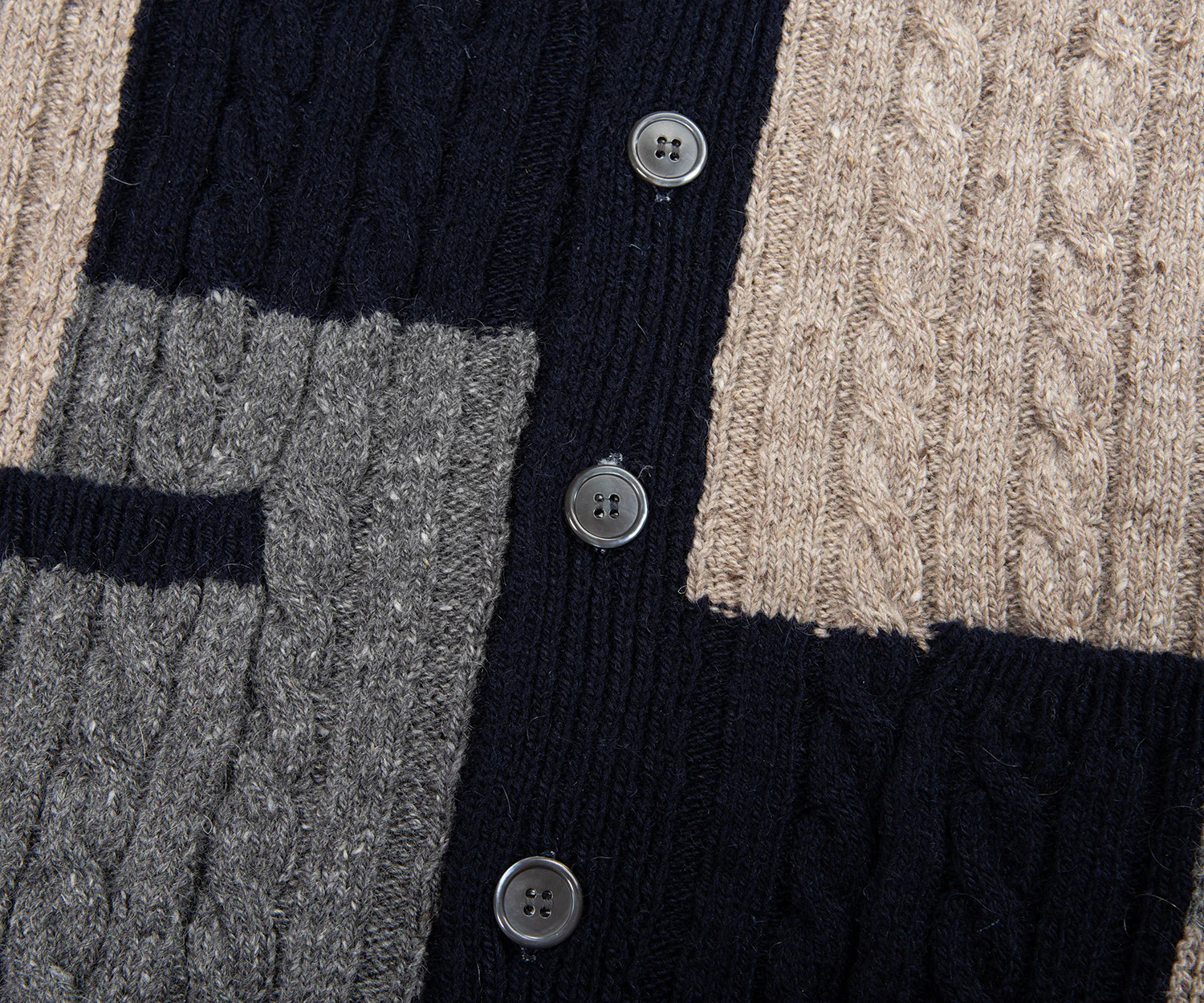 Thom Browne Multi Patchwork Cable Knit Cardigan - Image 5