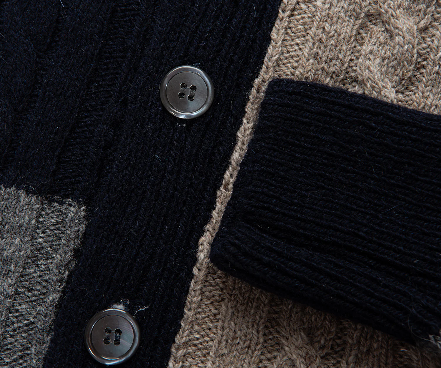 Thom Browne Multi Patchwork Cable Knit Cardigan - Image 6