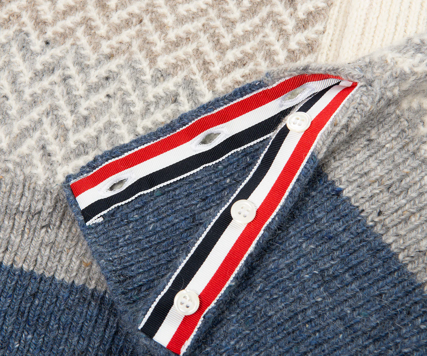Thom Browne Multi Striped Herringbone Cardigan - Image 5