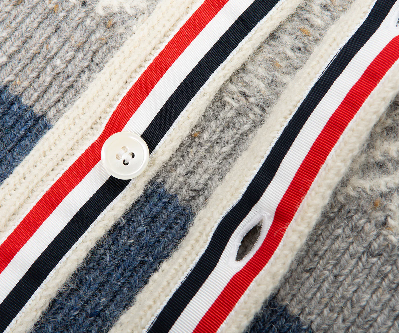 Thom Browne Multi Striped Herringbone Cardigan - Image 6
