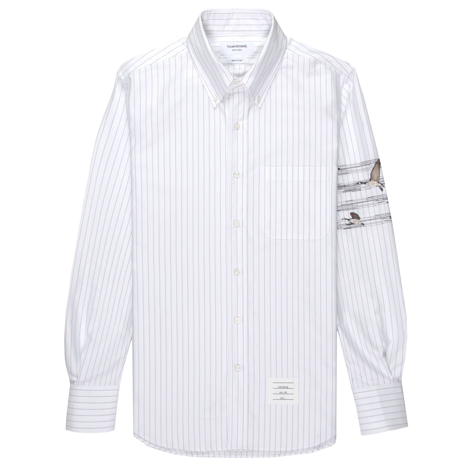 Thom Browne White Striped Shirt With Bird Details