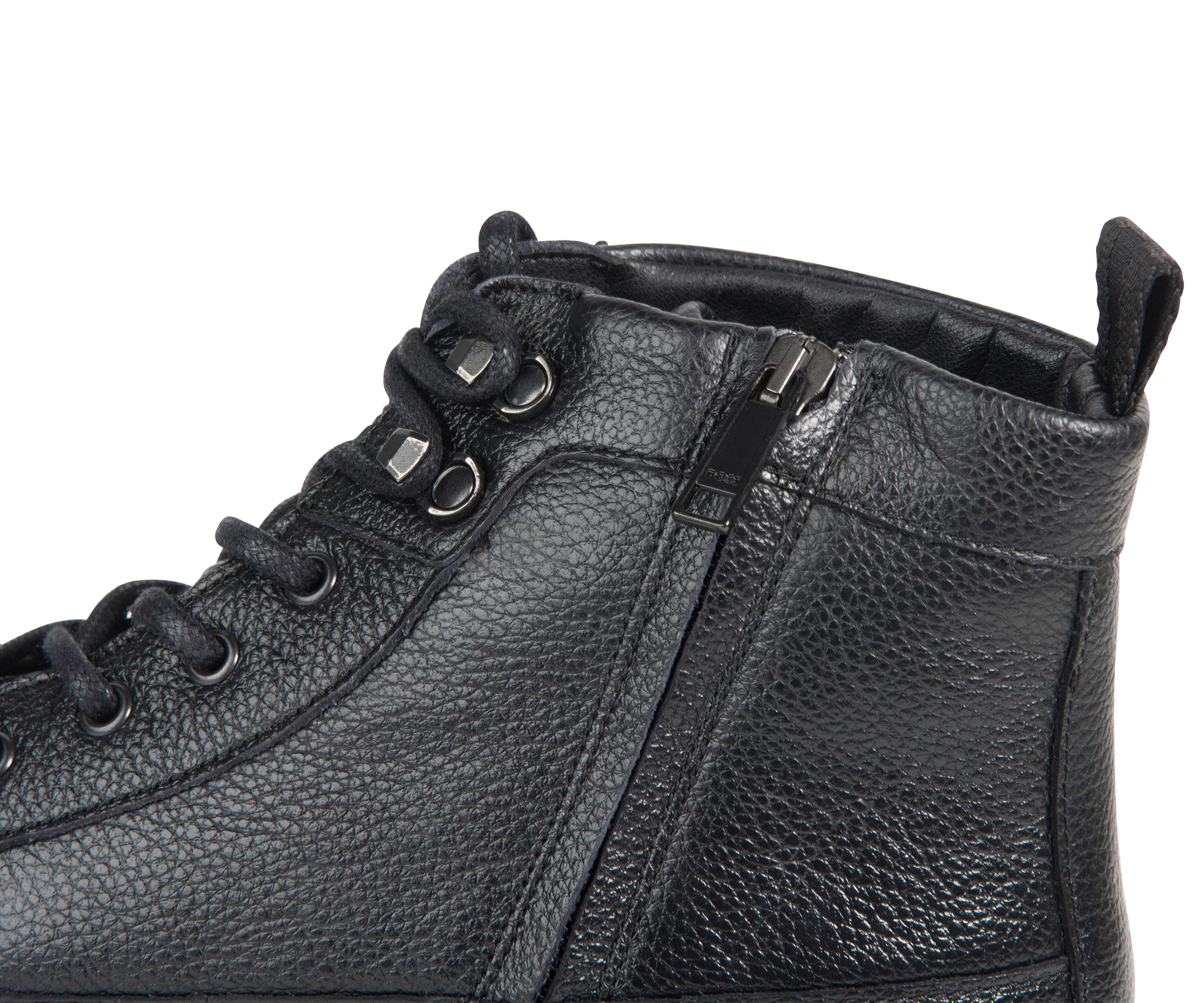 Boss Black Grained Leather Half Boots - Image 3
