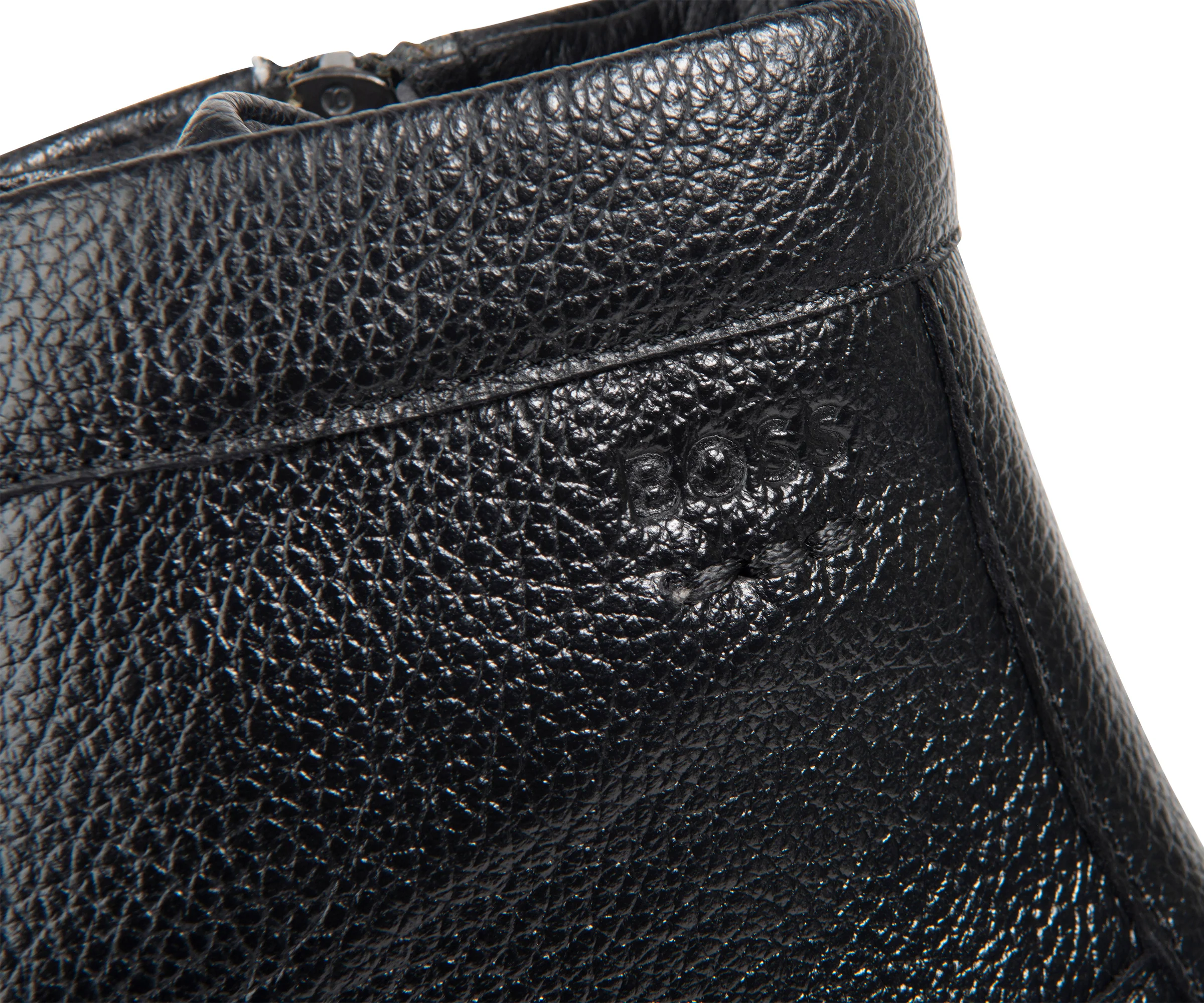 Boss Black Grained Leather Half Boots - Image 4