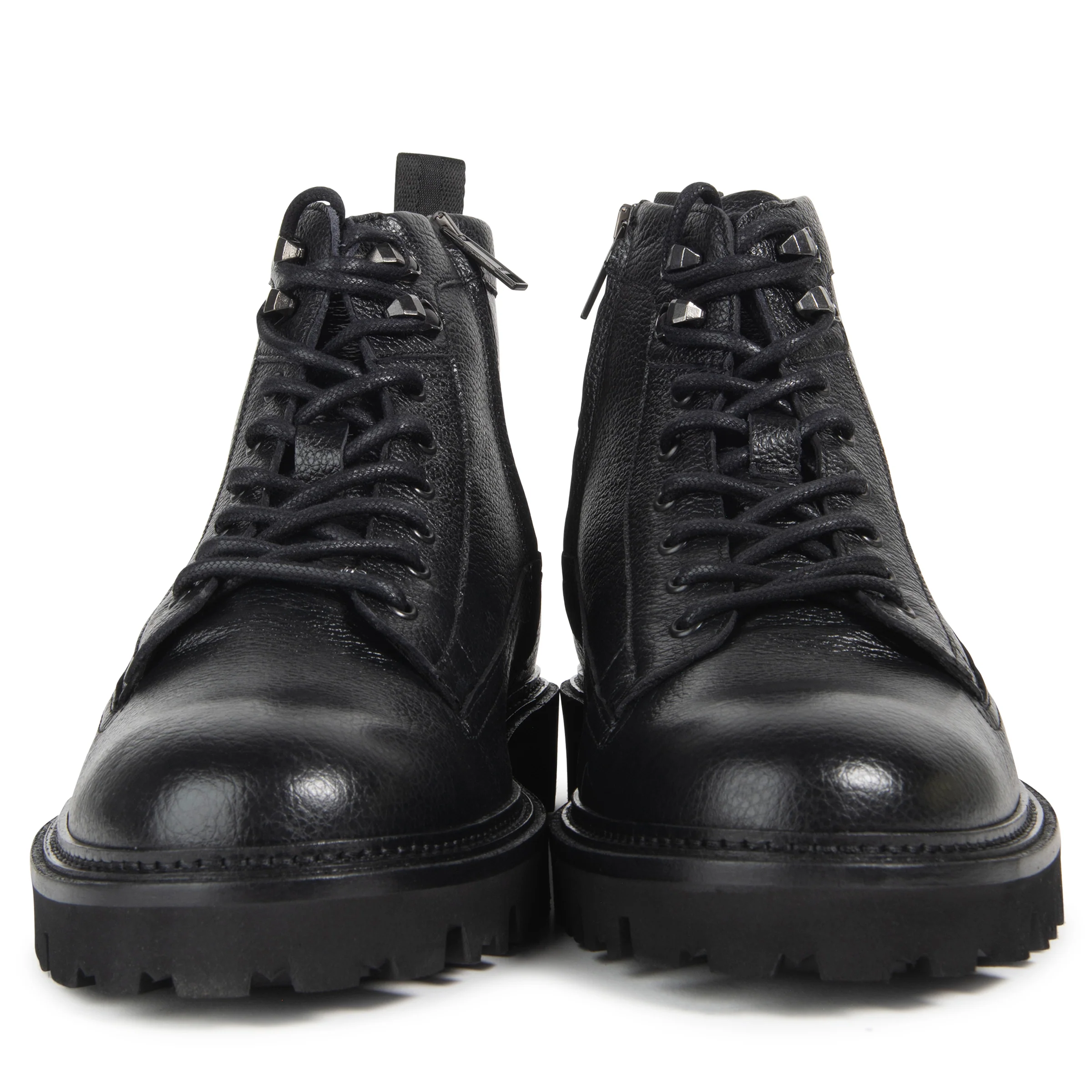 Boss Black Grained Leather Half Boots - Image 5