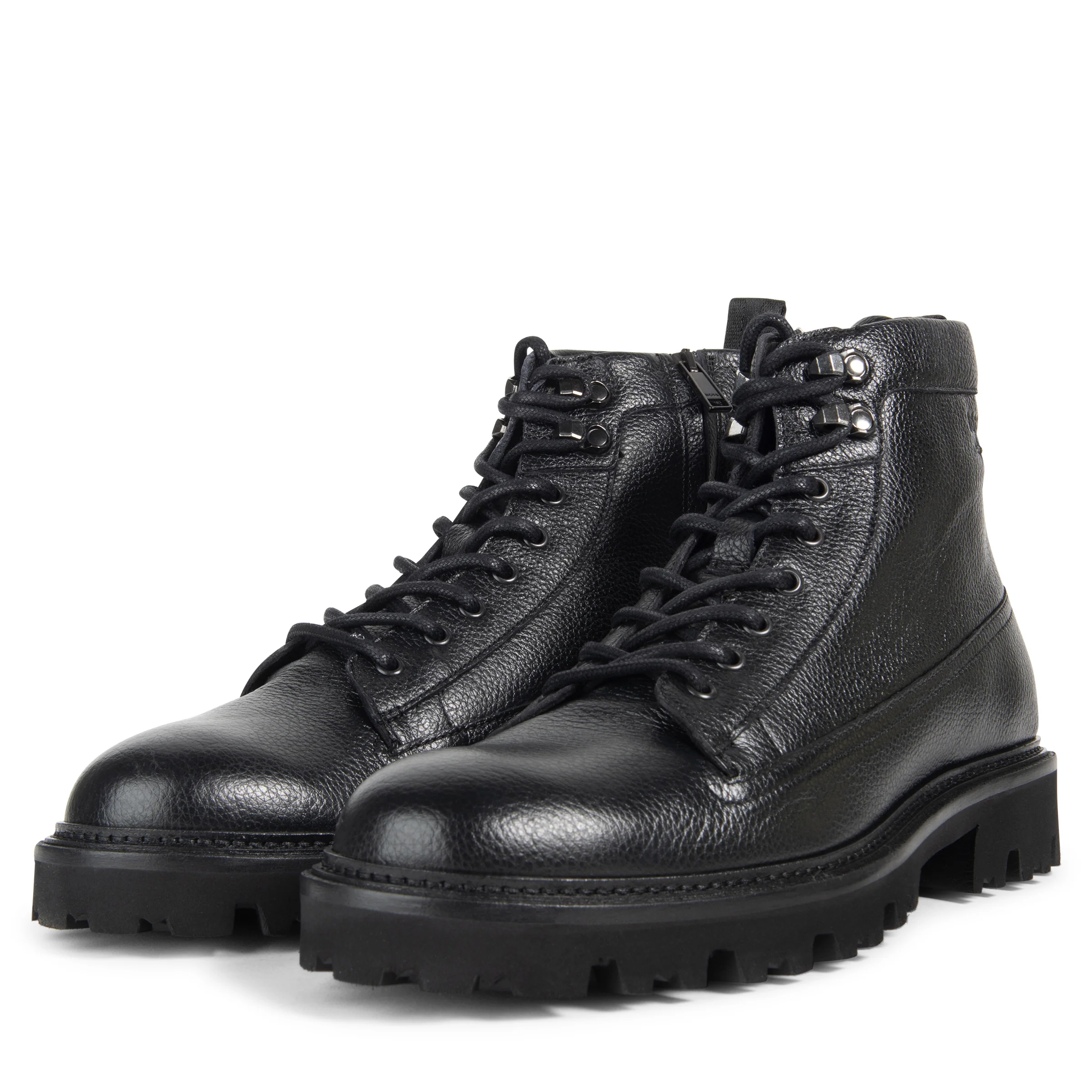 Boss Black Grained Leather Half Boots - Image 6