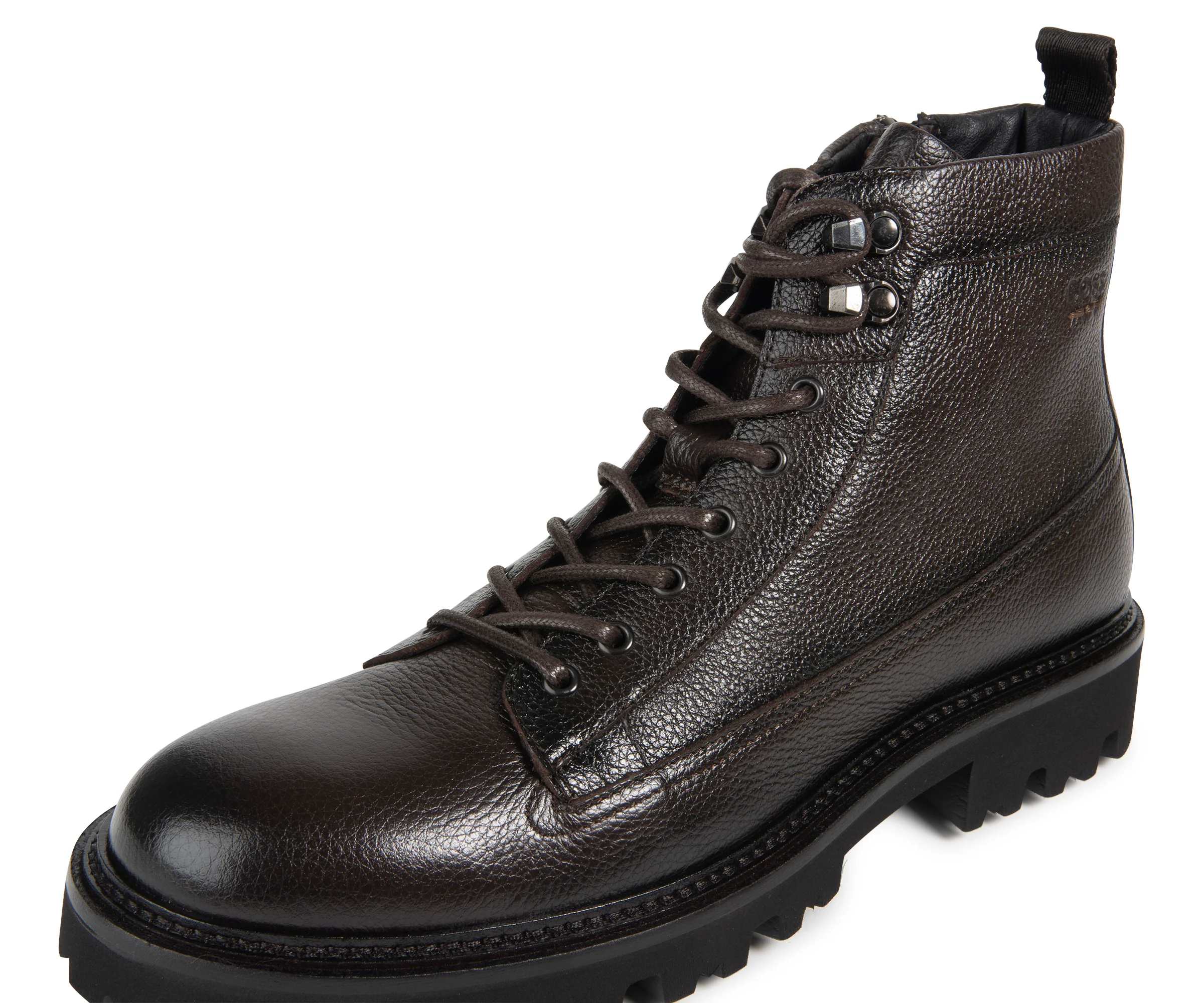 Boss Brown Grained Leather Half Boots - Image 2