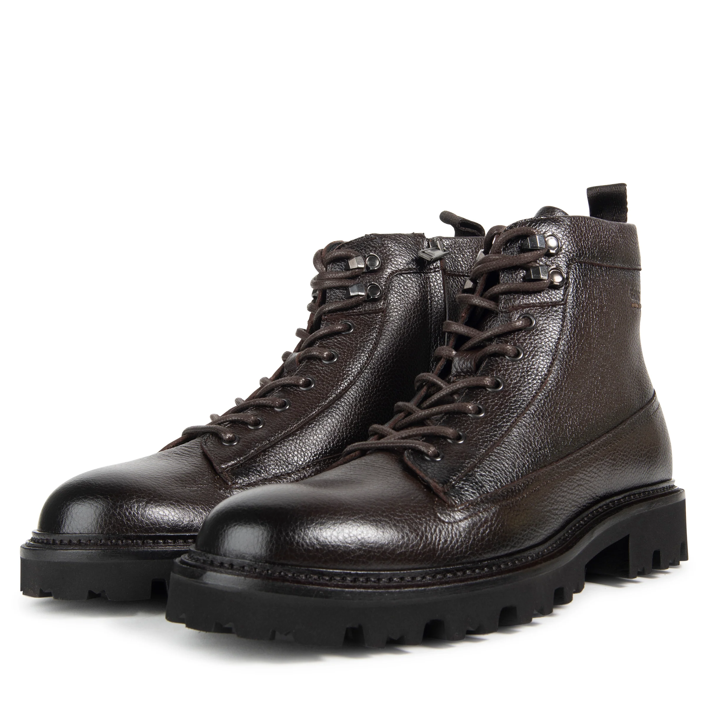 Boss Brown Grained Leather Half Boots - Image 5
