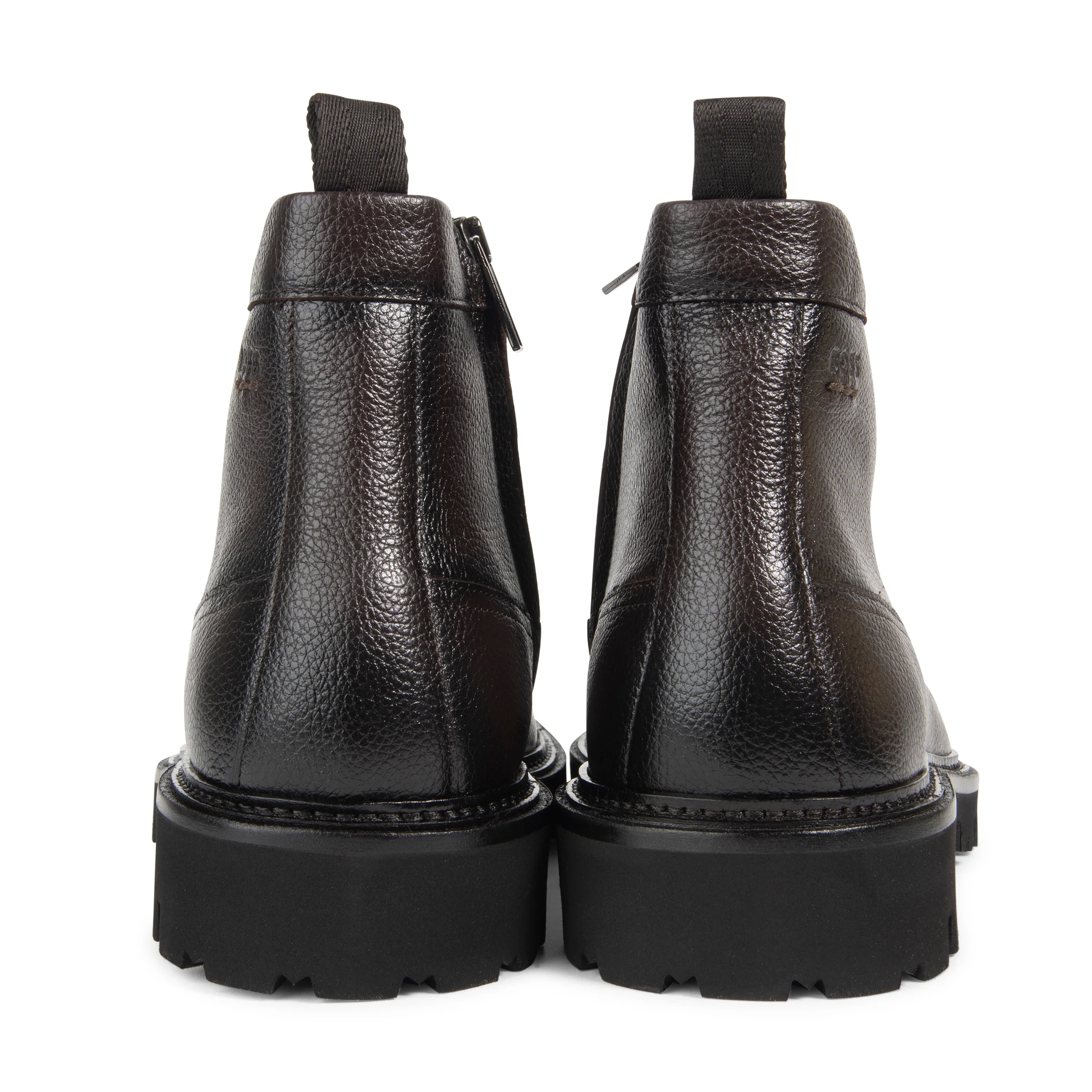 Boss Brown Grained Leather Half Boots - Image 6