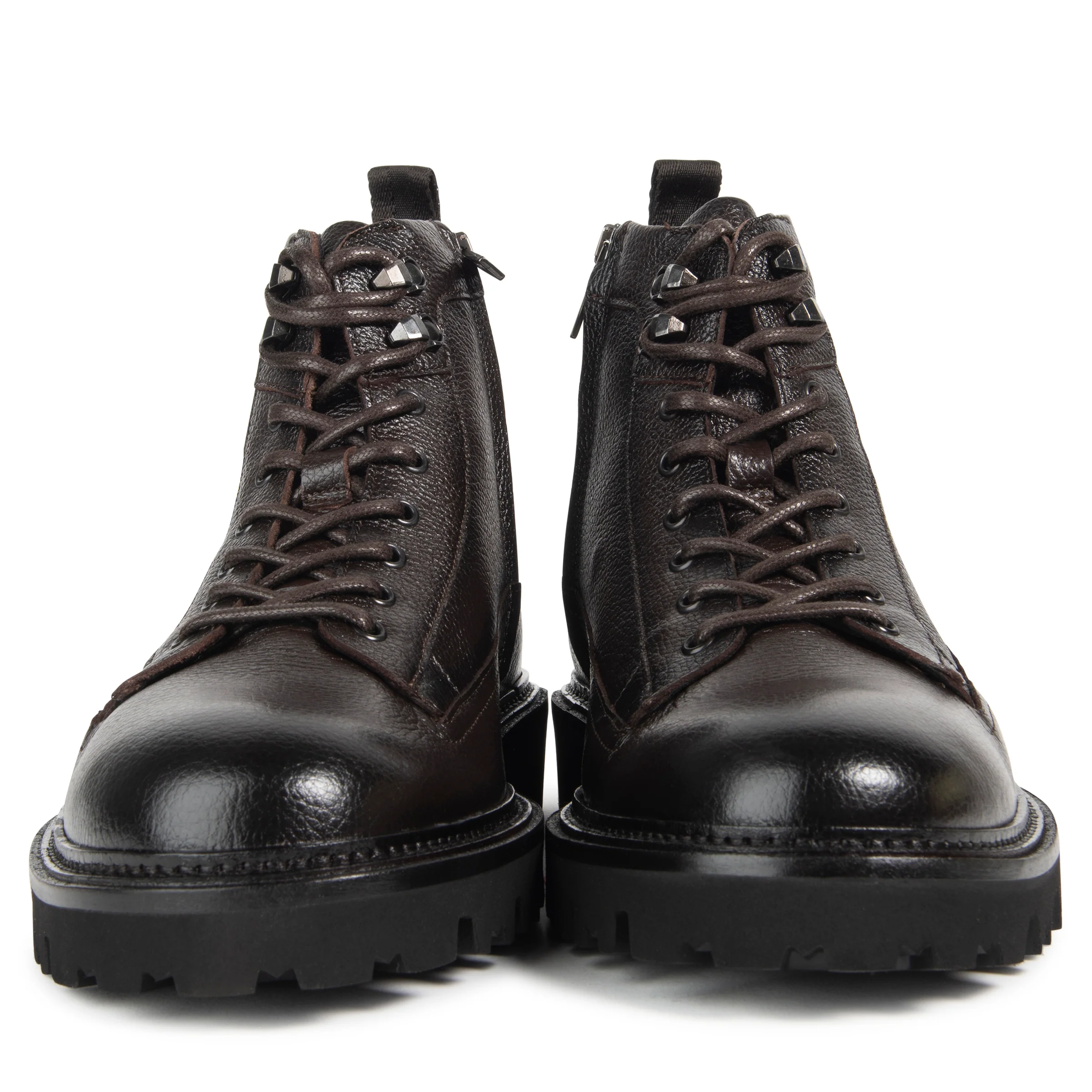 Boss Brown Grained Leather Half Boots - Image 7