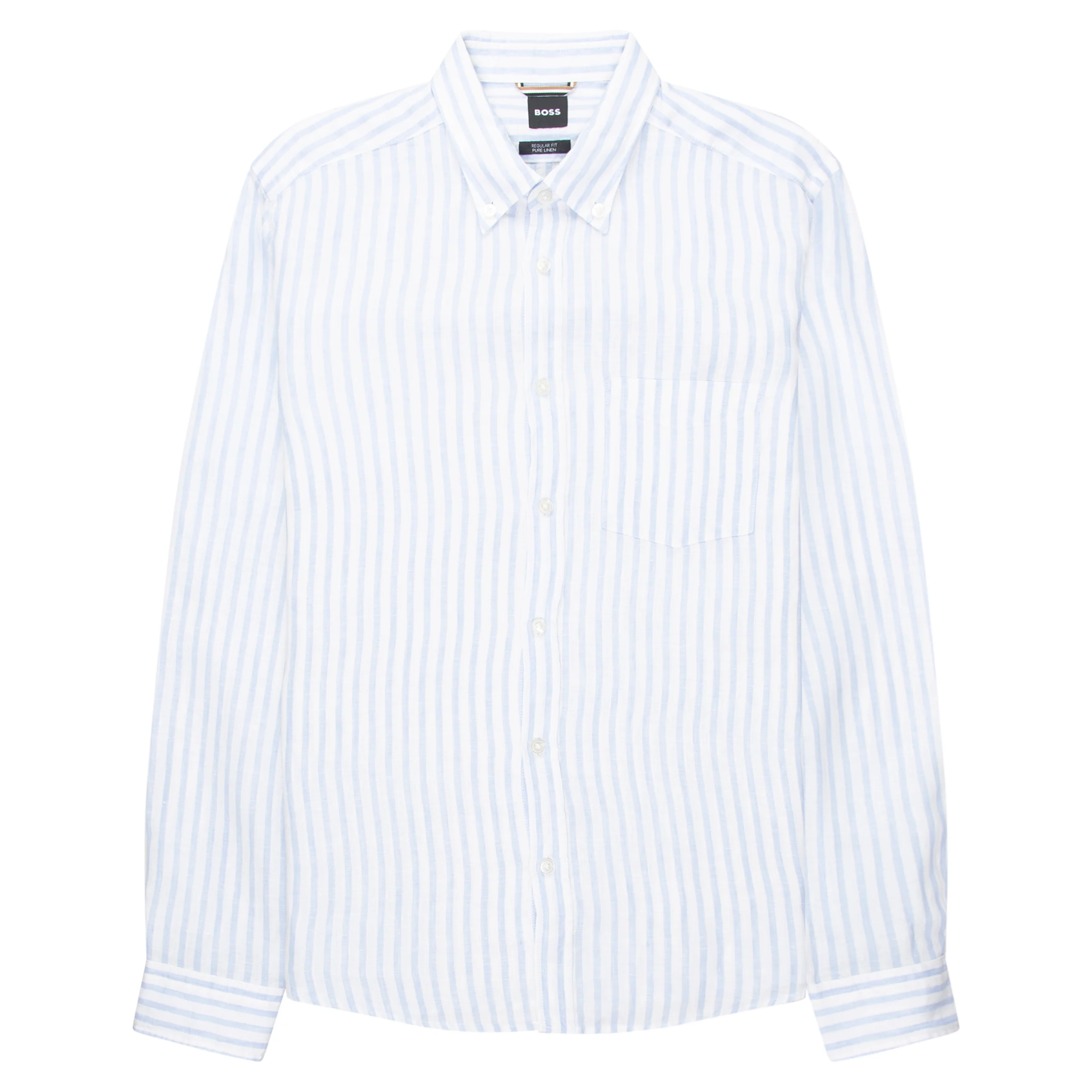 Boss C Liam White/Blue Striped Linen Shirt