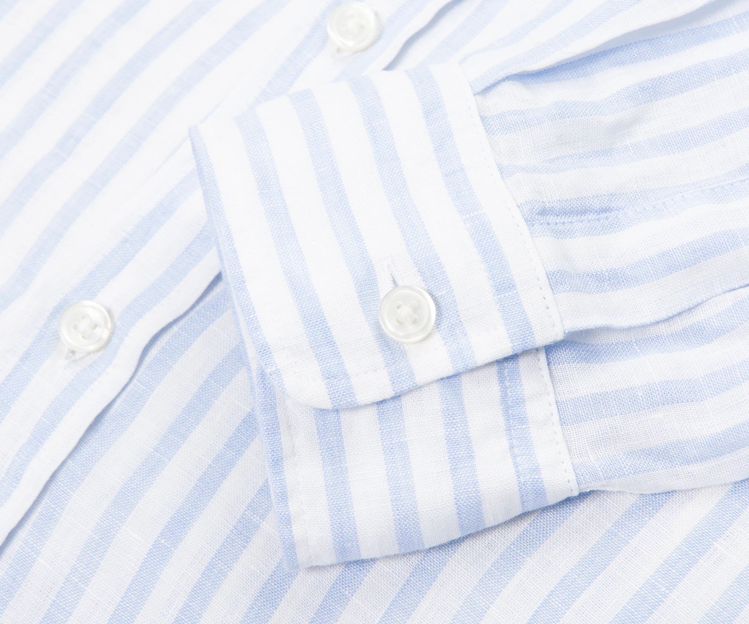 Boss C Liam White/Blue Striped Linen Shirt - Image 4