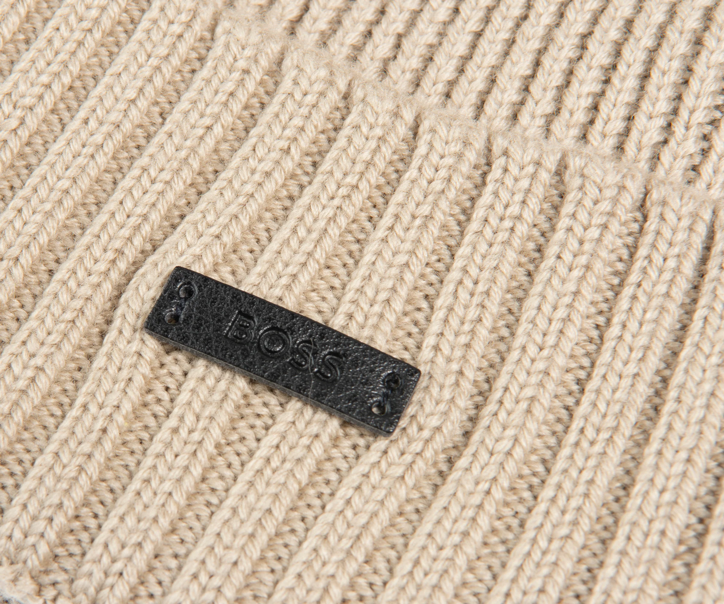 BOSS Fati Wool Beanie Light Beige - Image 2