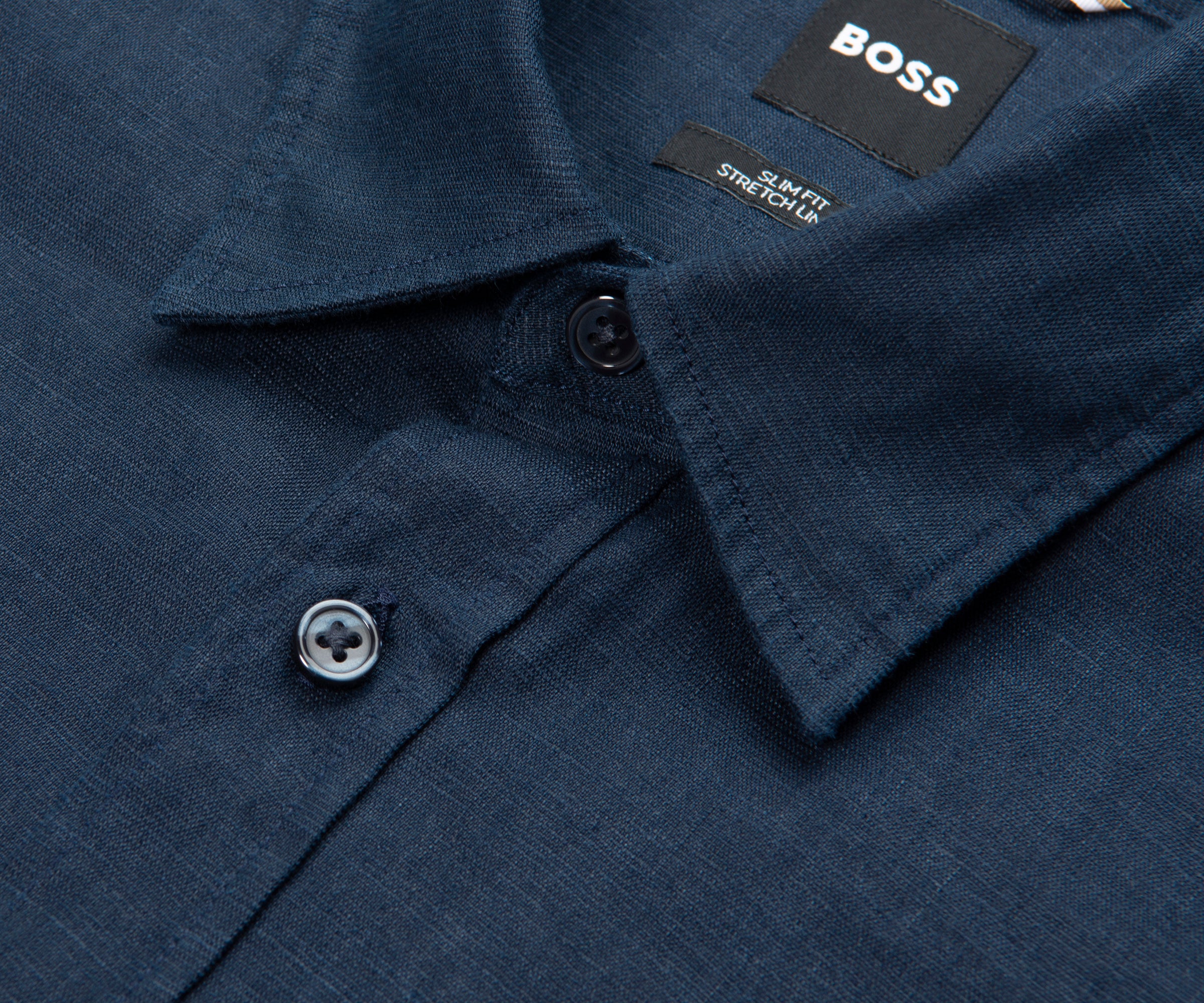 Boss Navy C Roan SS Linen Stretch Shirt - Image 3