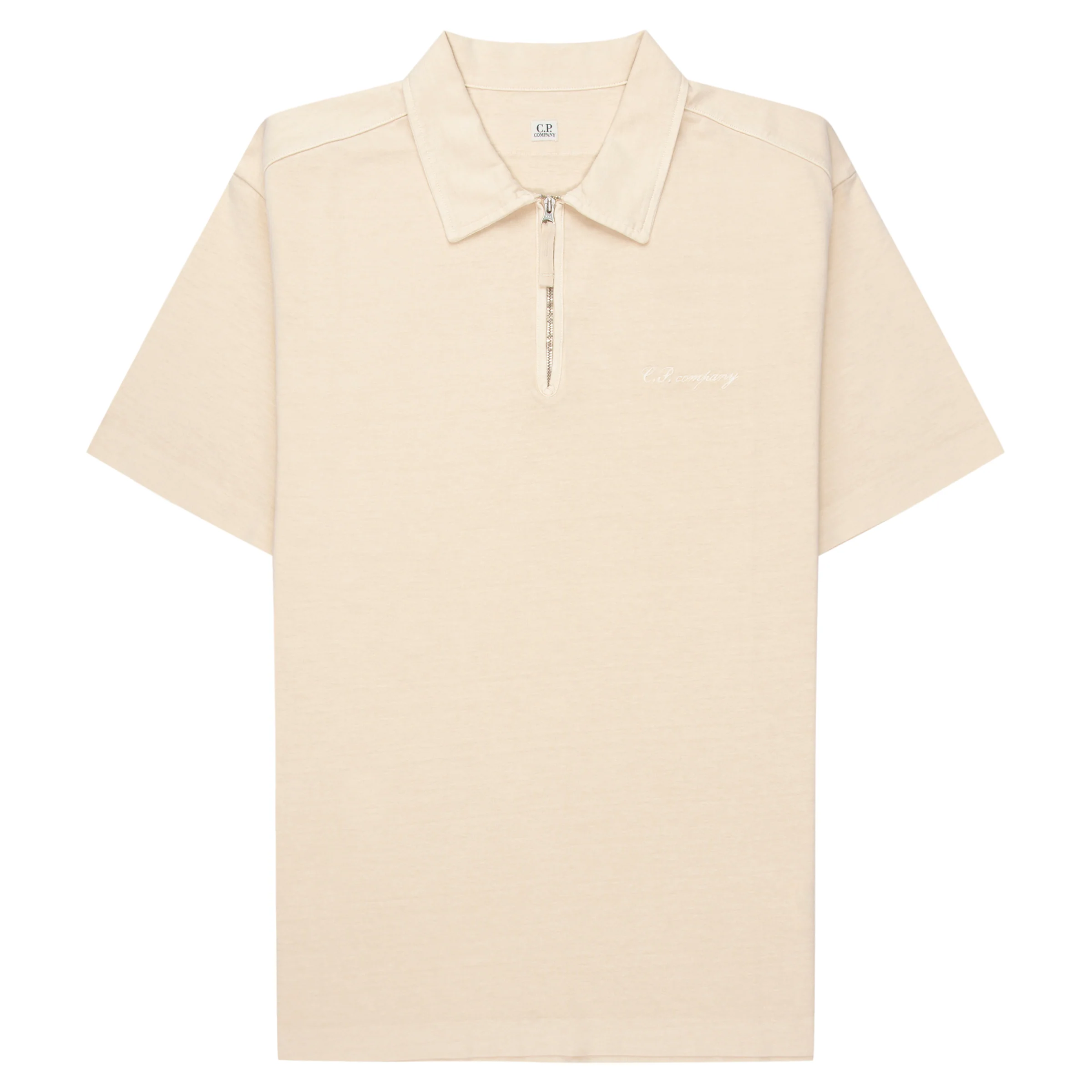 C.P. Company Dew Script Logo Zip Polo