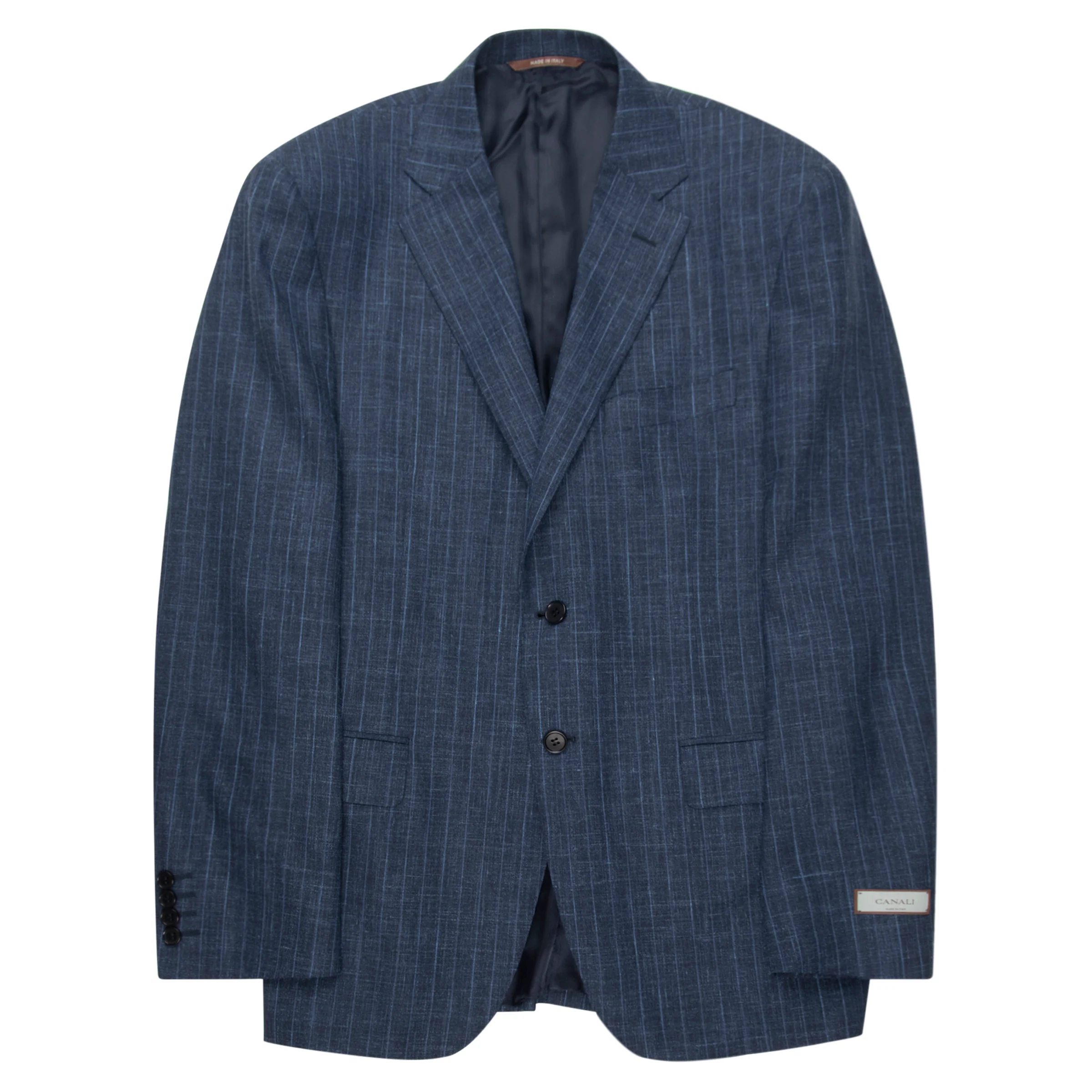 Canali Navy Fine Stripe Wool Silk Linen Suit