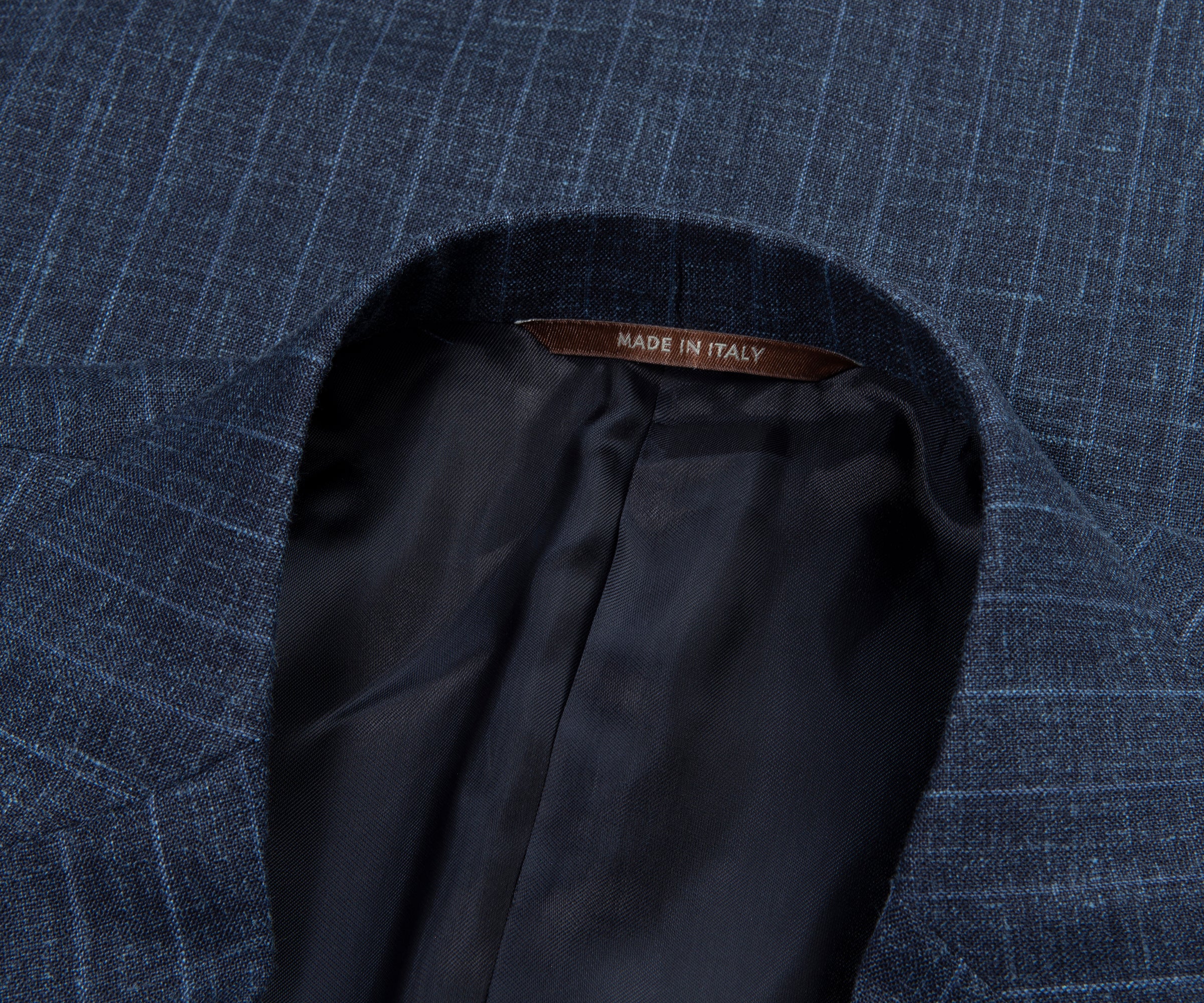 Canali Navy Fine Stripe Wool Silk Linen Suit - Image 2