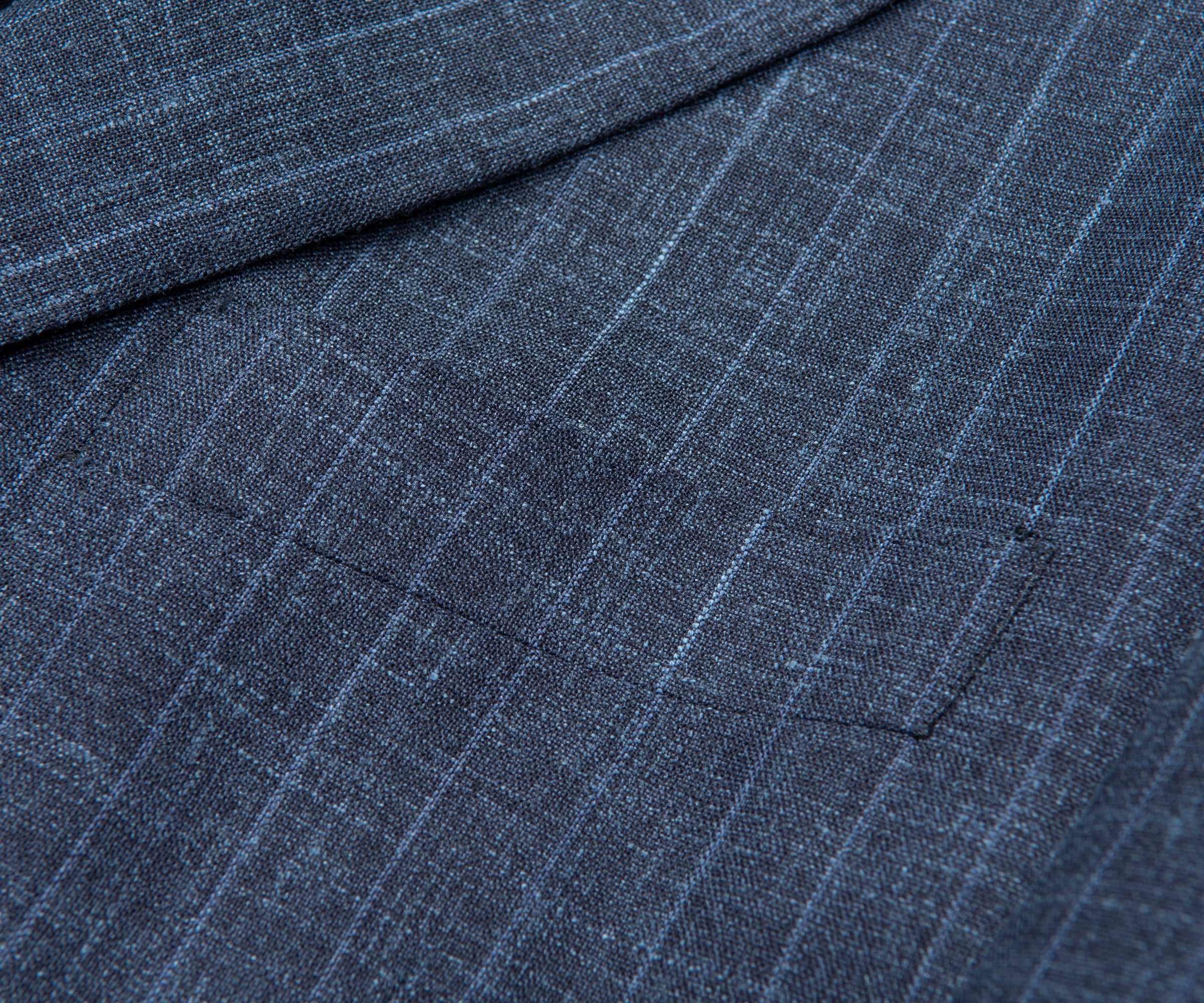 Canali Navy Fine Stripe Wool Silk Linen Suit - Image 3