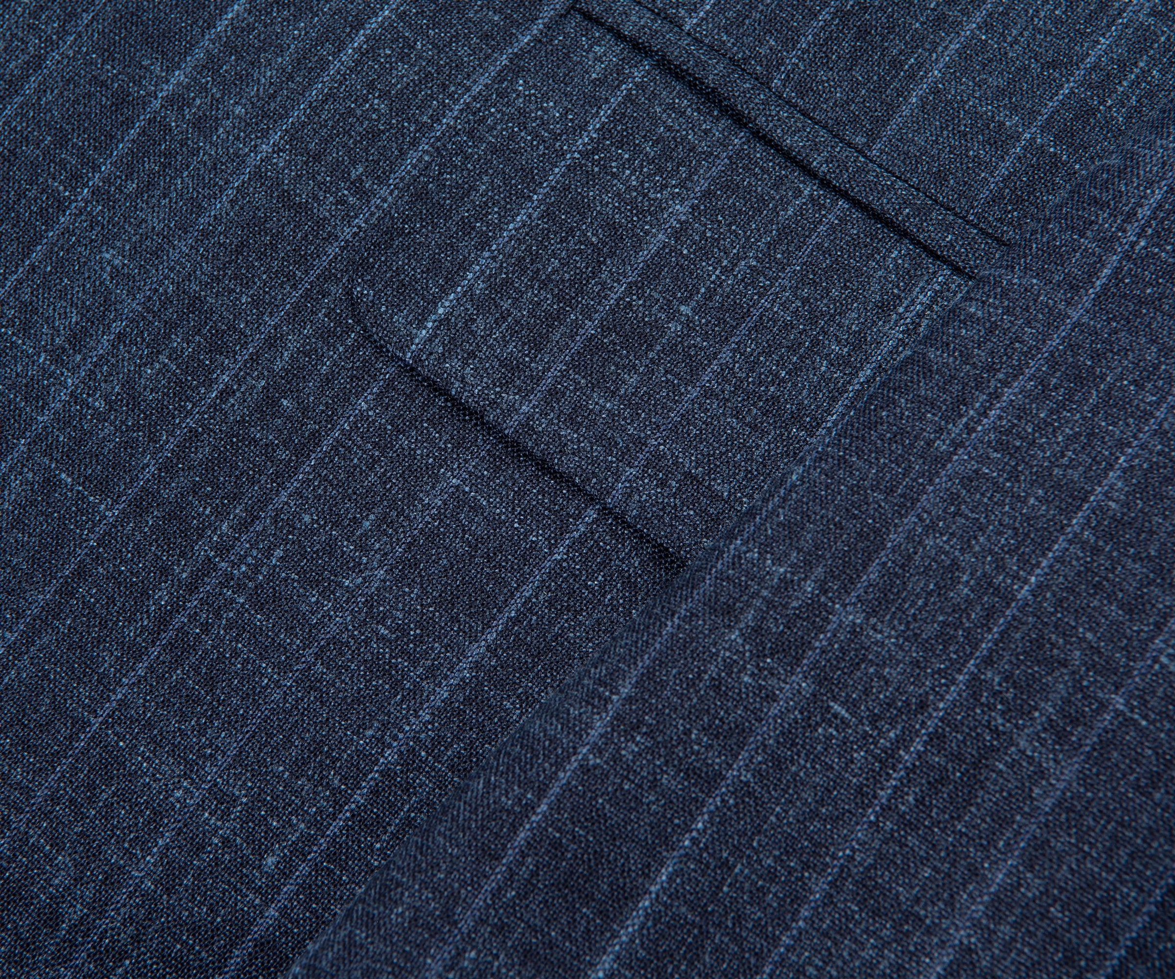 Canali Navy Fine Stripe Wool Silk Linen Suit - Image 5