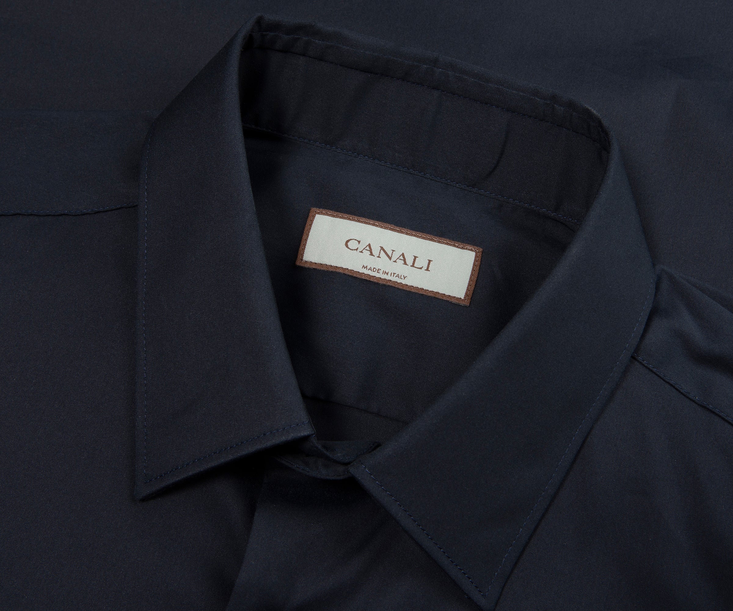 Canali Navy Regular Fit Travel Shirt - Image 2