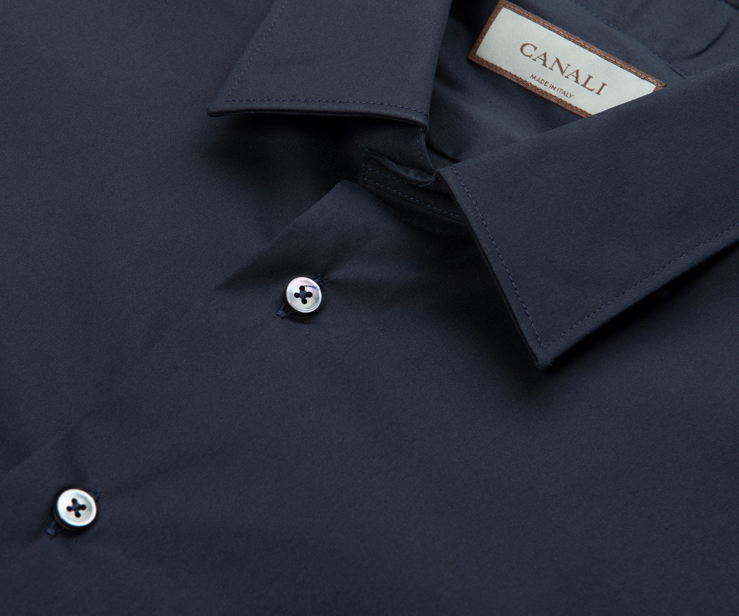 Canali Navy Regular Fit Travel Shirt - Image 3