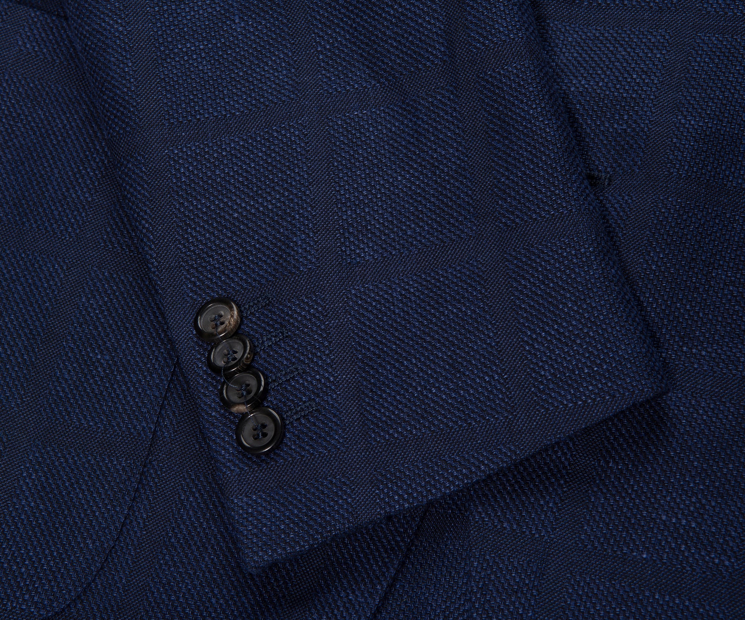Canali Navy Shadow Check Blazer - Image 8