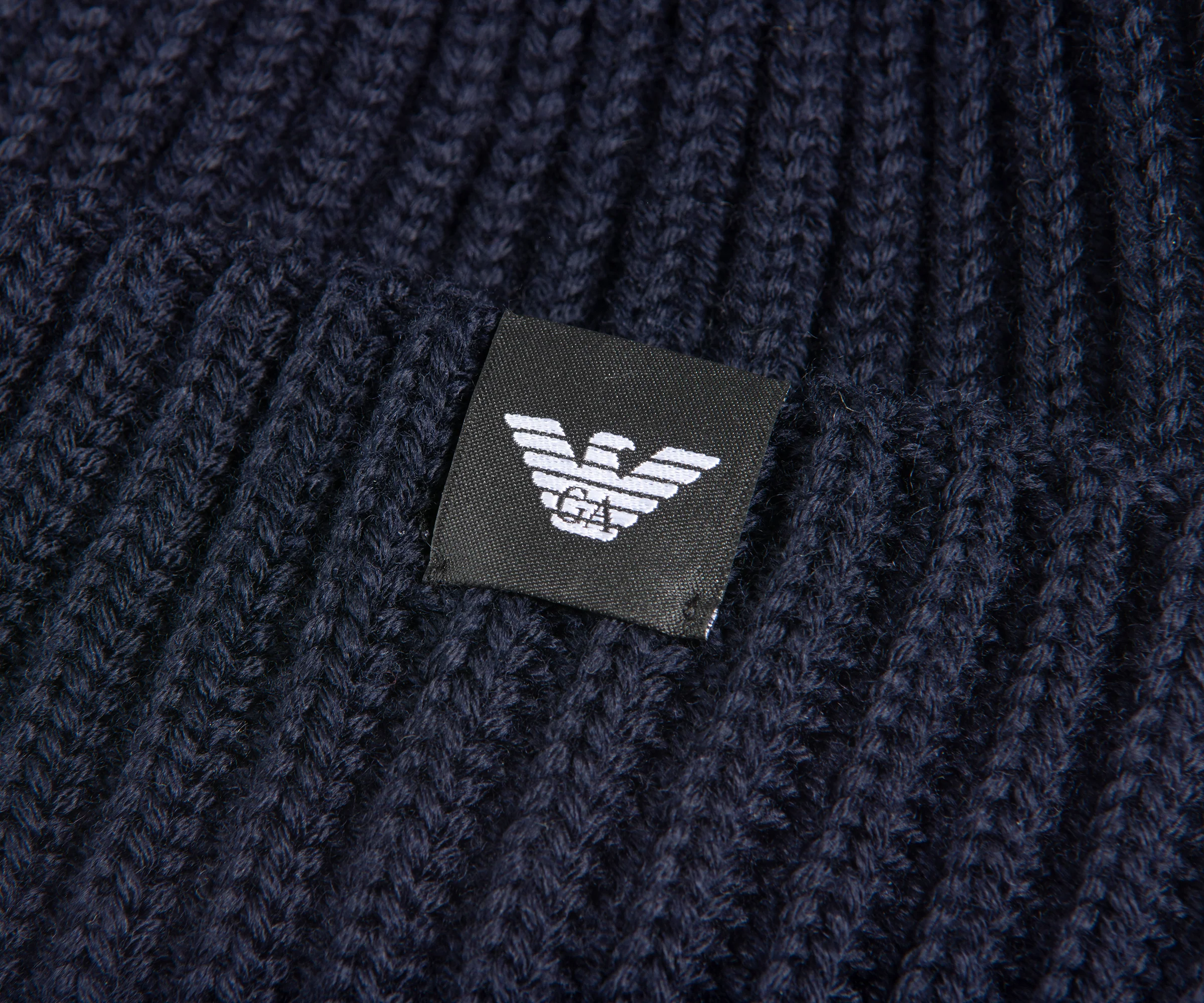 Emporio Armani Knitted Woollen Beanie Navy - Image 2