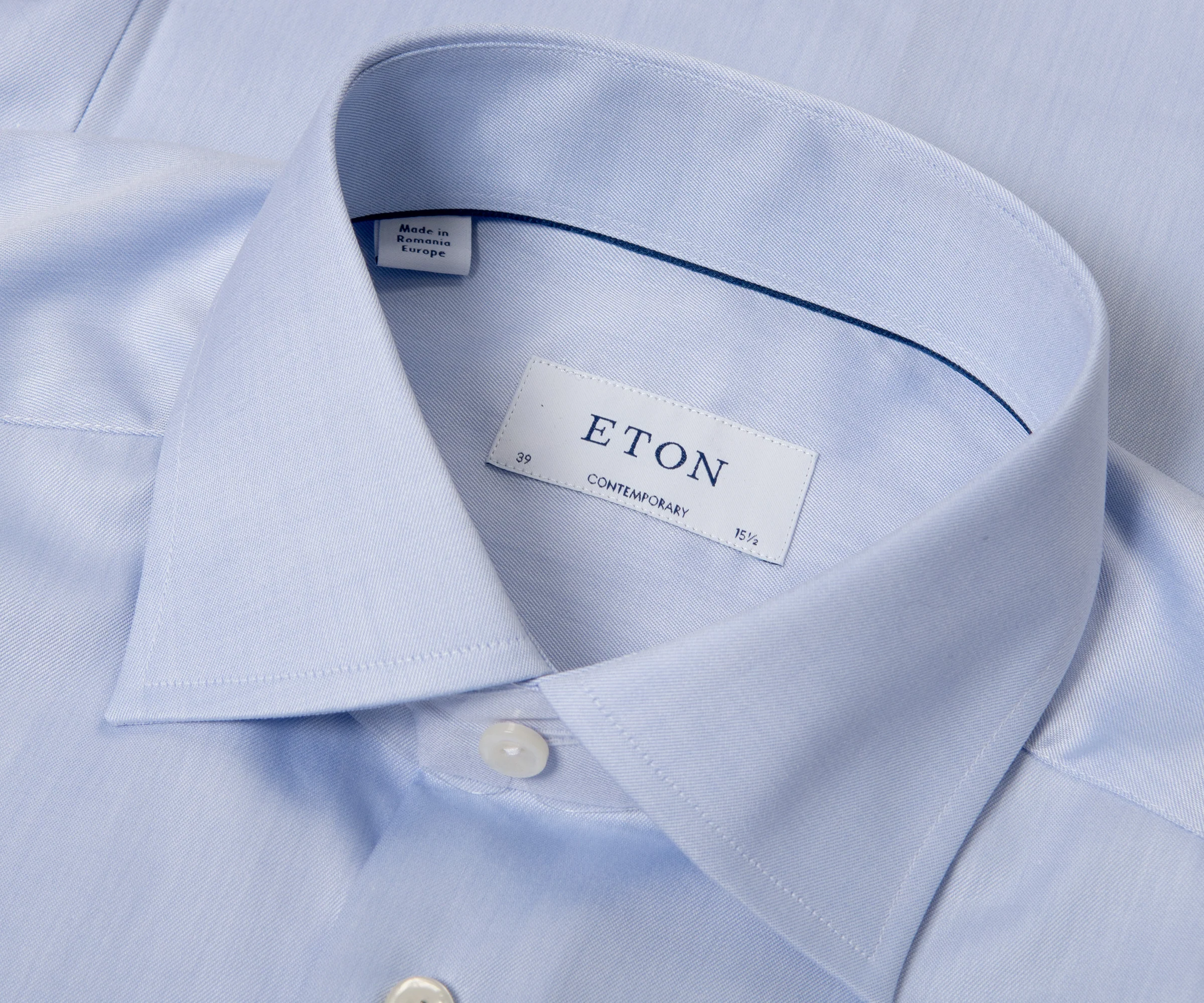 Eton Contemporary Fit Plain Formal Shirt Blue - Image 2