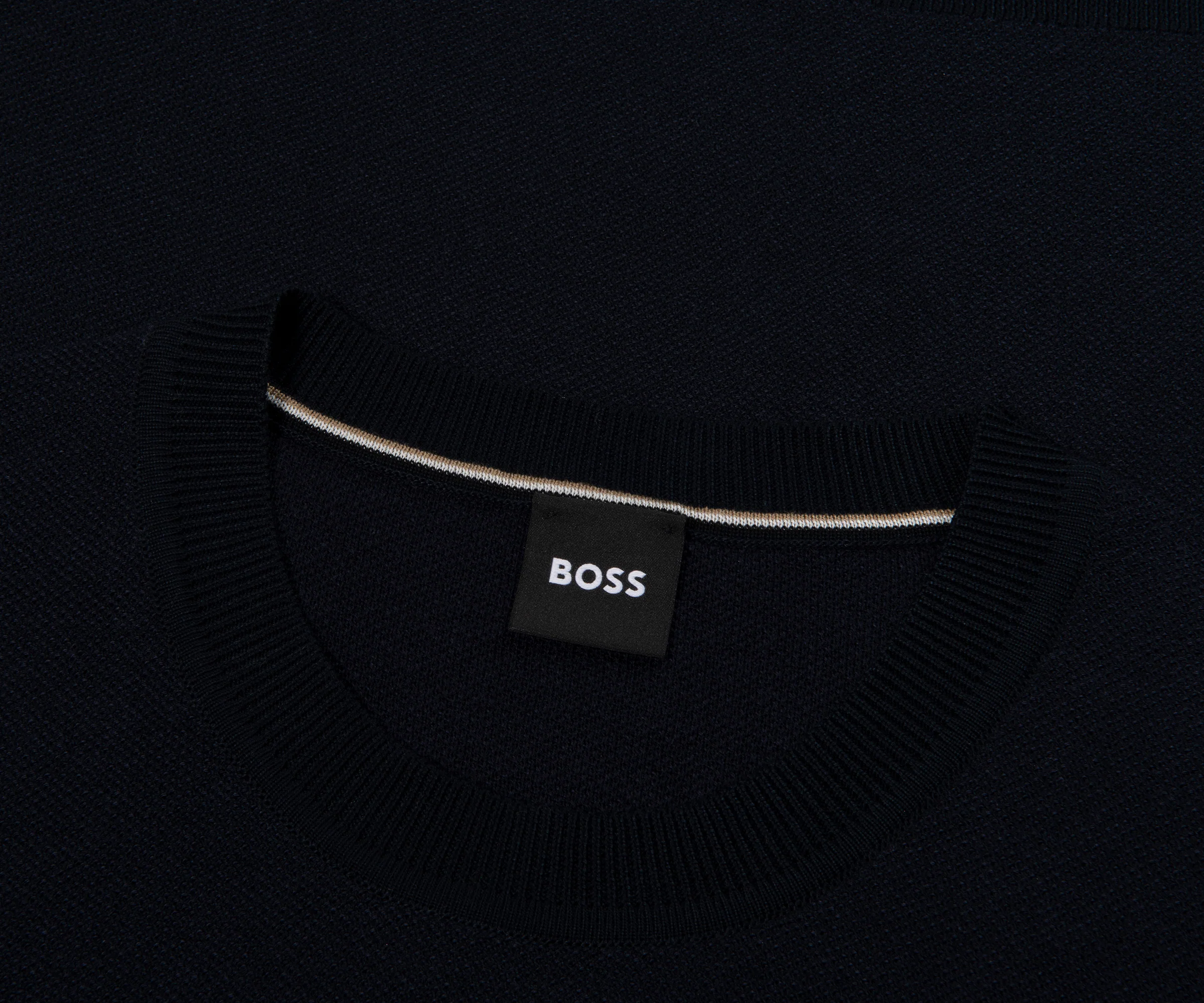 Boss H-Jianfranco Navy Knit Textured T-Shirt - Image 2