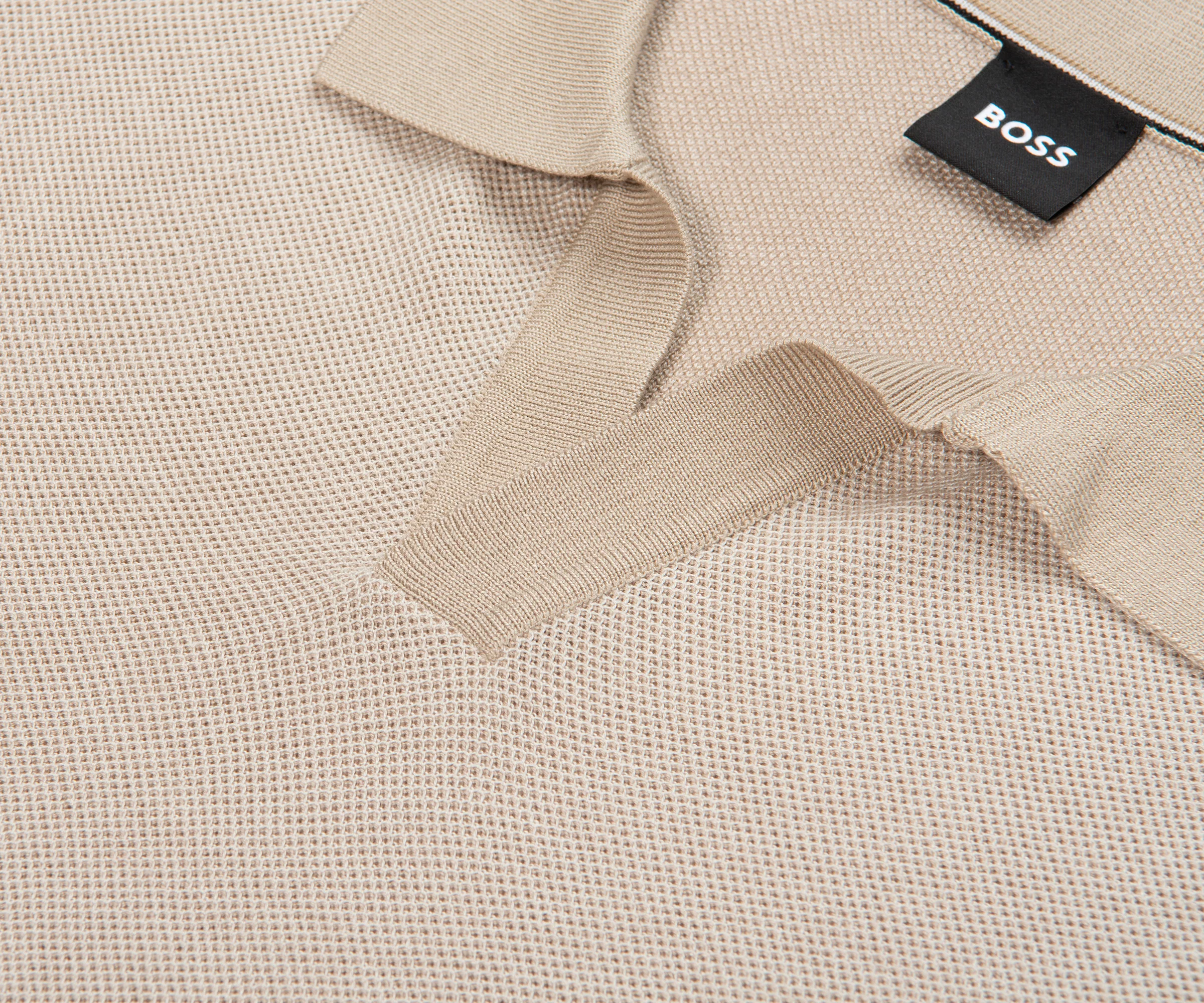 Boss H-Jianluca Knit Polo With Johnny Collar Beige - Image 3