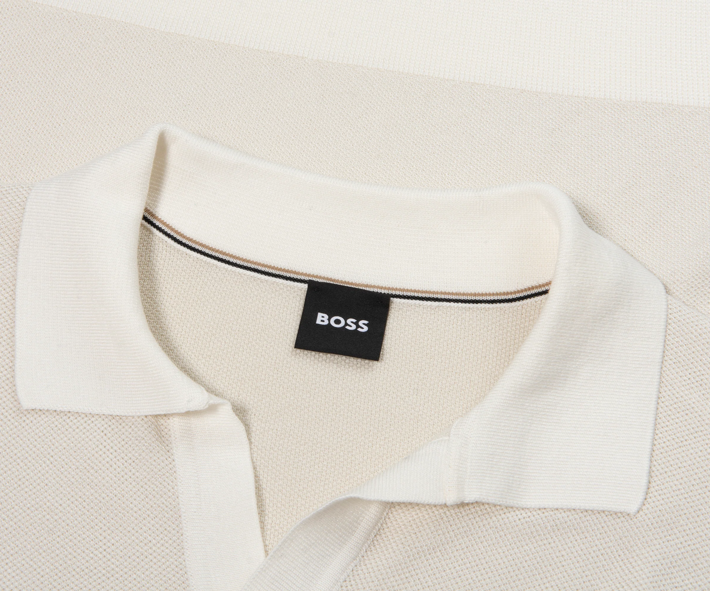 Boss H-Jianluca Knit Polo With Johnny Collar White - Image 2