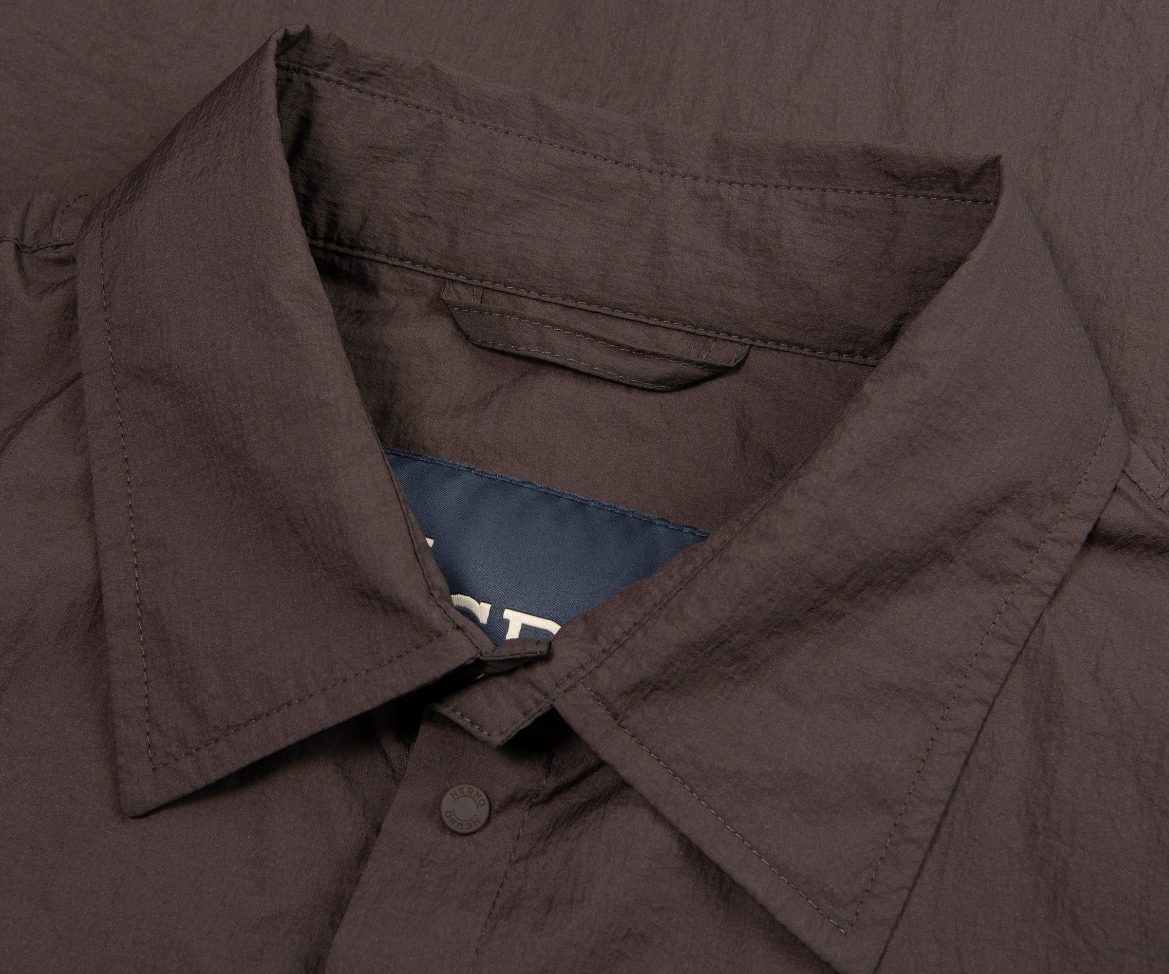 Herno Chocolate Crinkle Light Weight Overshirt - Image 2