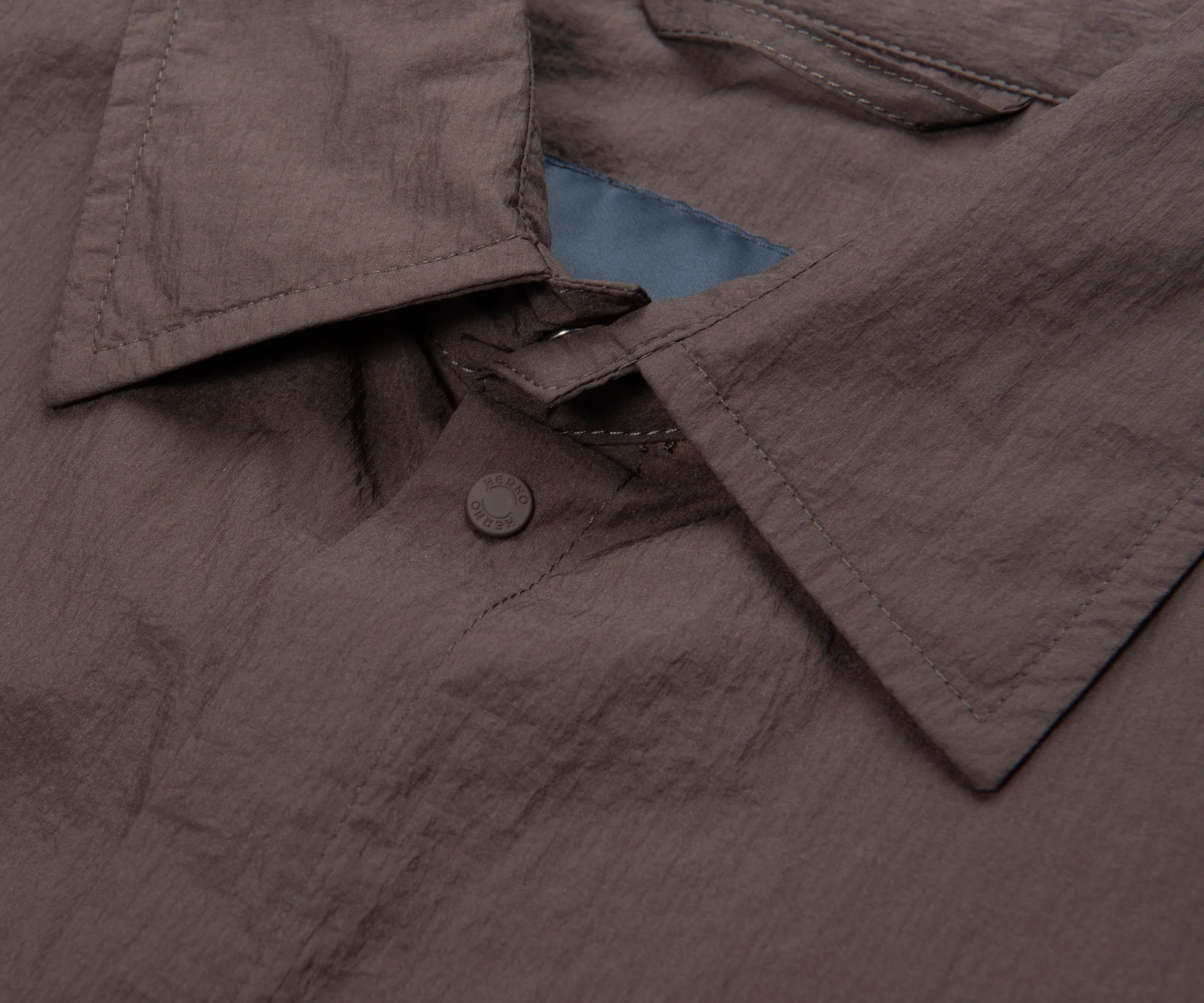 Herno Chocolate Crinkle Light Weight Overshirt - Image 3