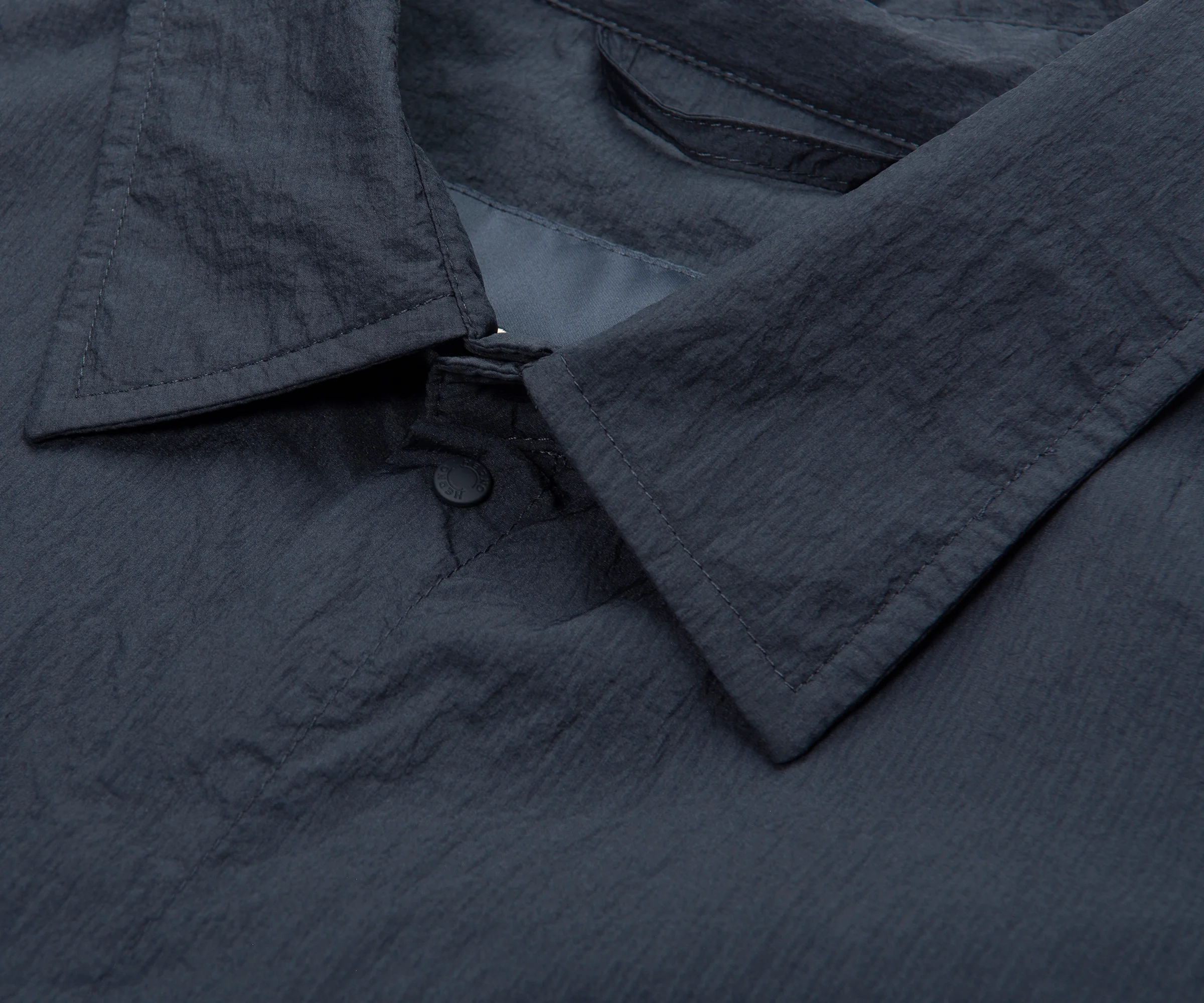 Herno Navy Crinkle Light Weight Overshirt - Image 3