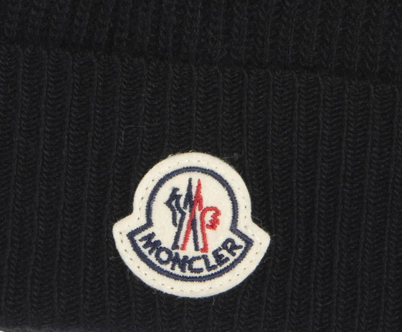 Moncler Black Logo Beanie - Image 2