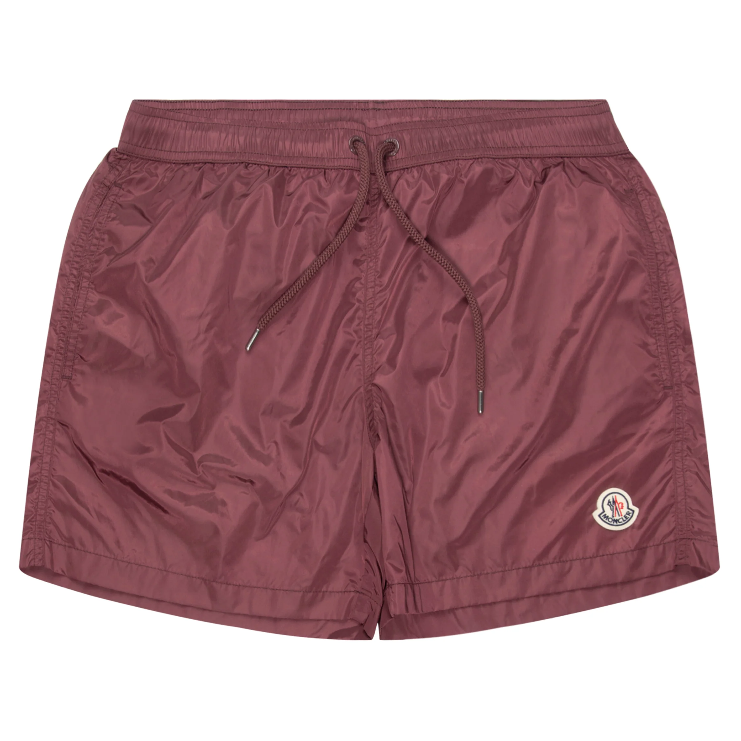 Moncler Burgundy Logo Patch Nylon Swim Shorts