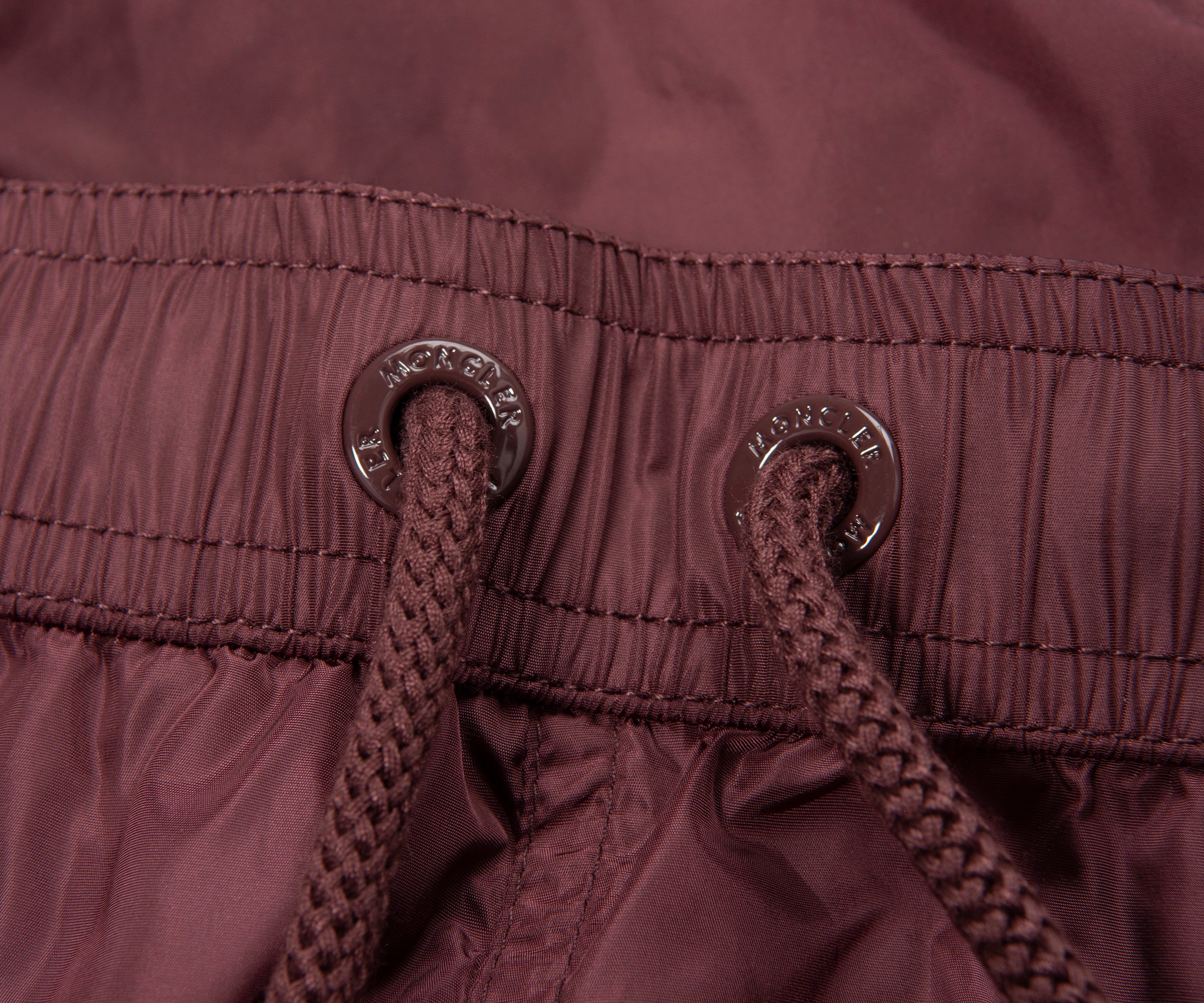 Moncler Burgundy Logo Patch Nylon Swim Shorts - Image 2