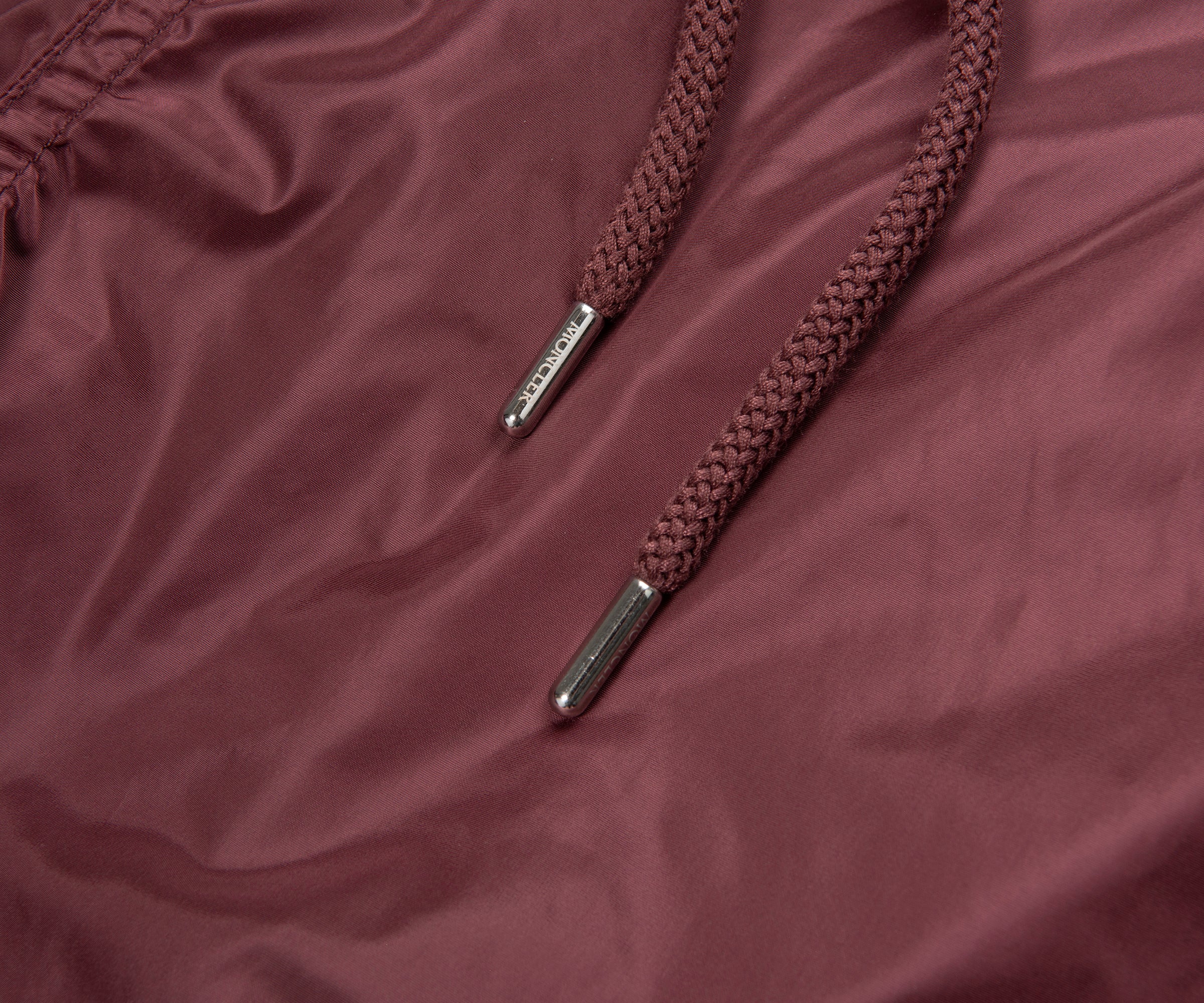 Moncler Burgundy Logo Patch Nylon Swim Shorts - Image 3