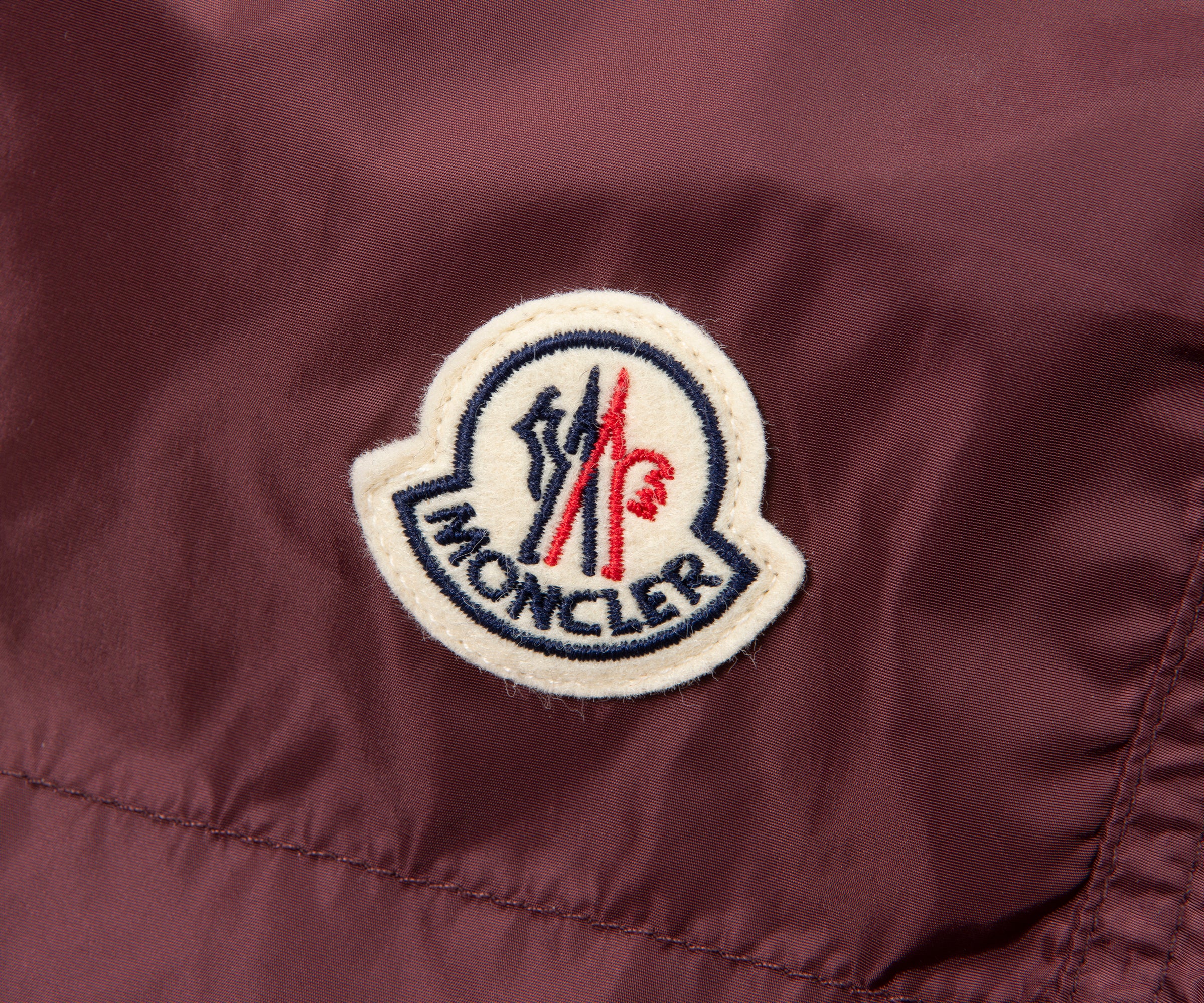 Moncler Burgundy Logo Patch Nylon Swim Shorts - Image 4