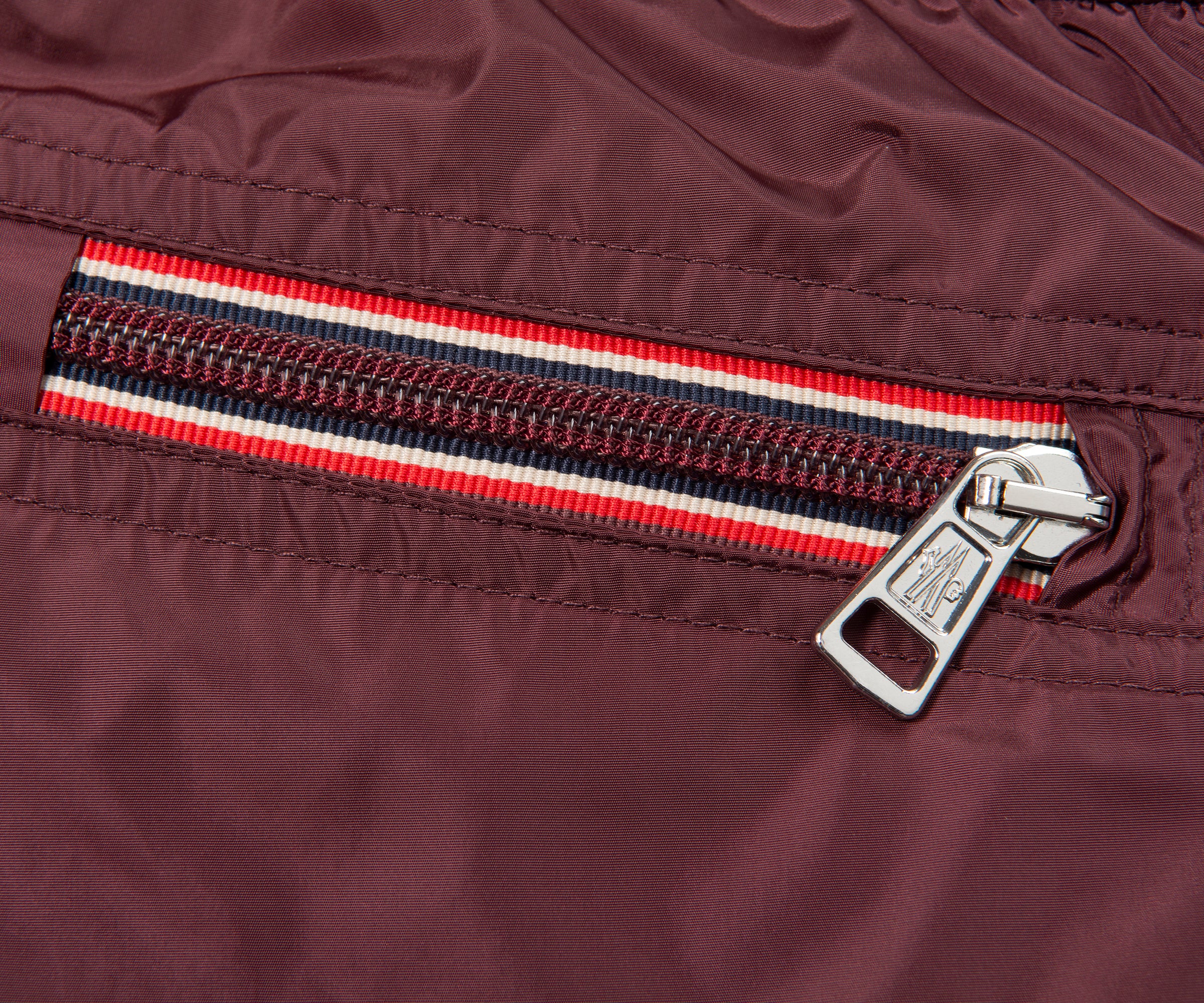 Moncler Burgundy Logo Patch Nylon Swim Shorts - Image 5