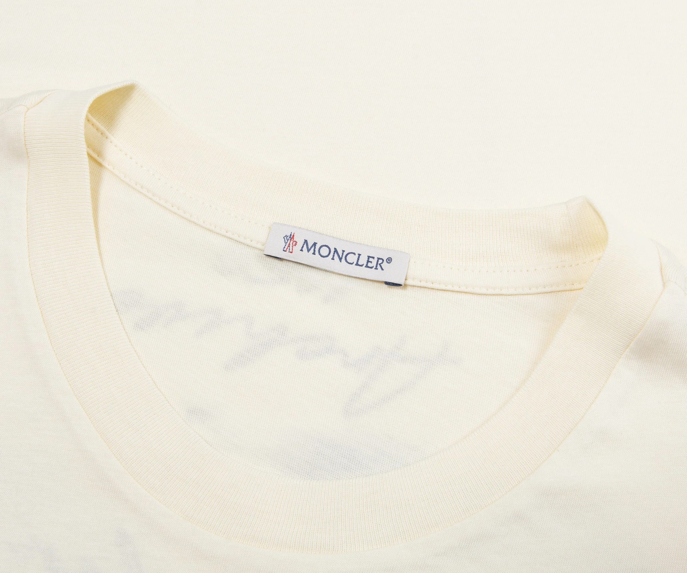 Moncler Cream/Blue Paradise Archive Print SS T-Shirt - Image 2