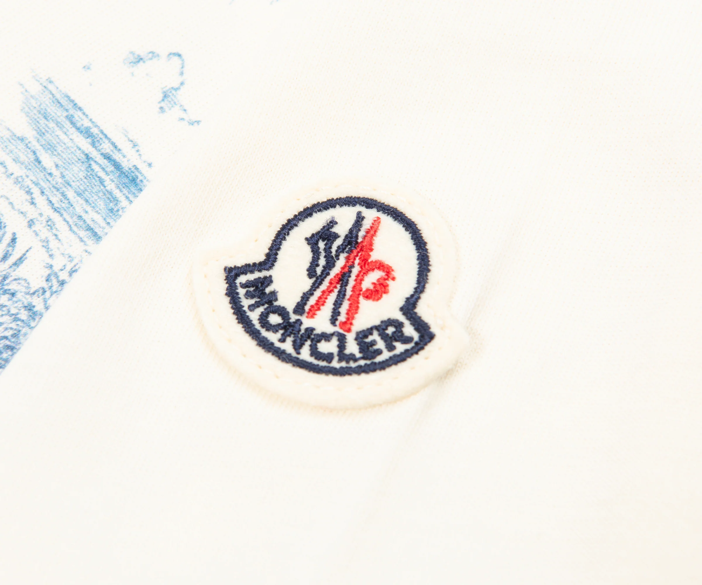 Moncler Cream/Blue Paradise Archive Print SS T-Shirt - Image 4