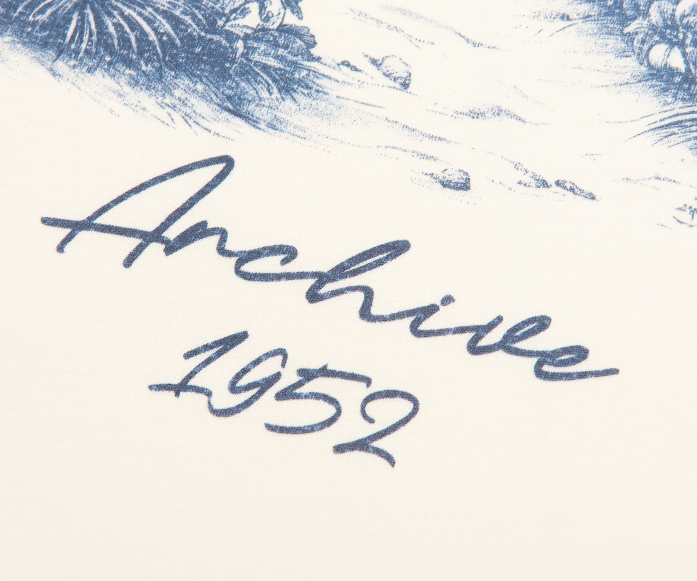 Moncler Cream/Blue Paradise Archive Print SS T-Shirt - Image 7
