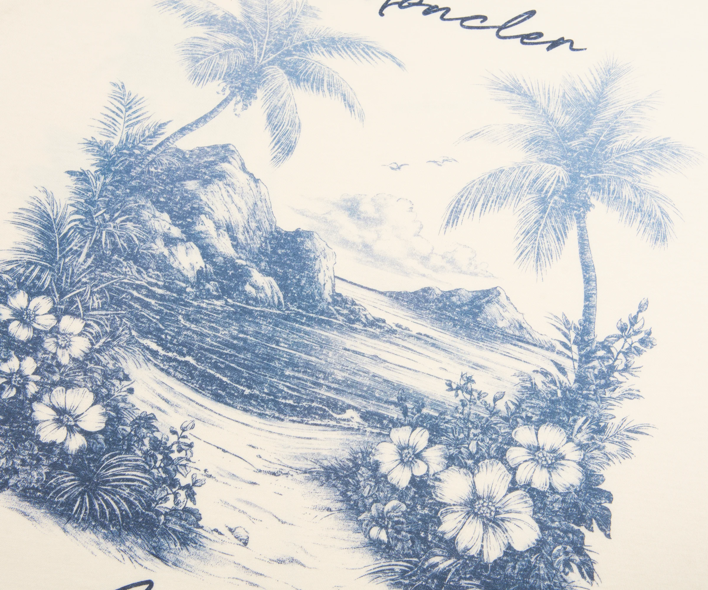 Moncler Cream/Blue Paradise Archive Print SS T-Shirt - Image 8