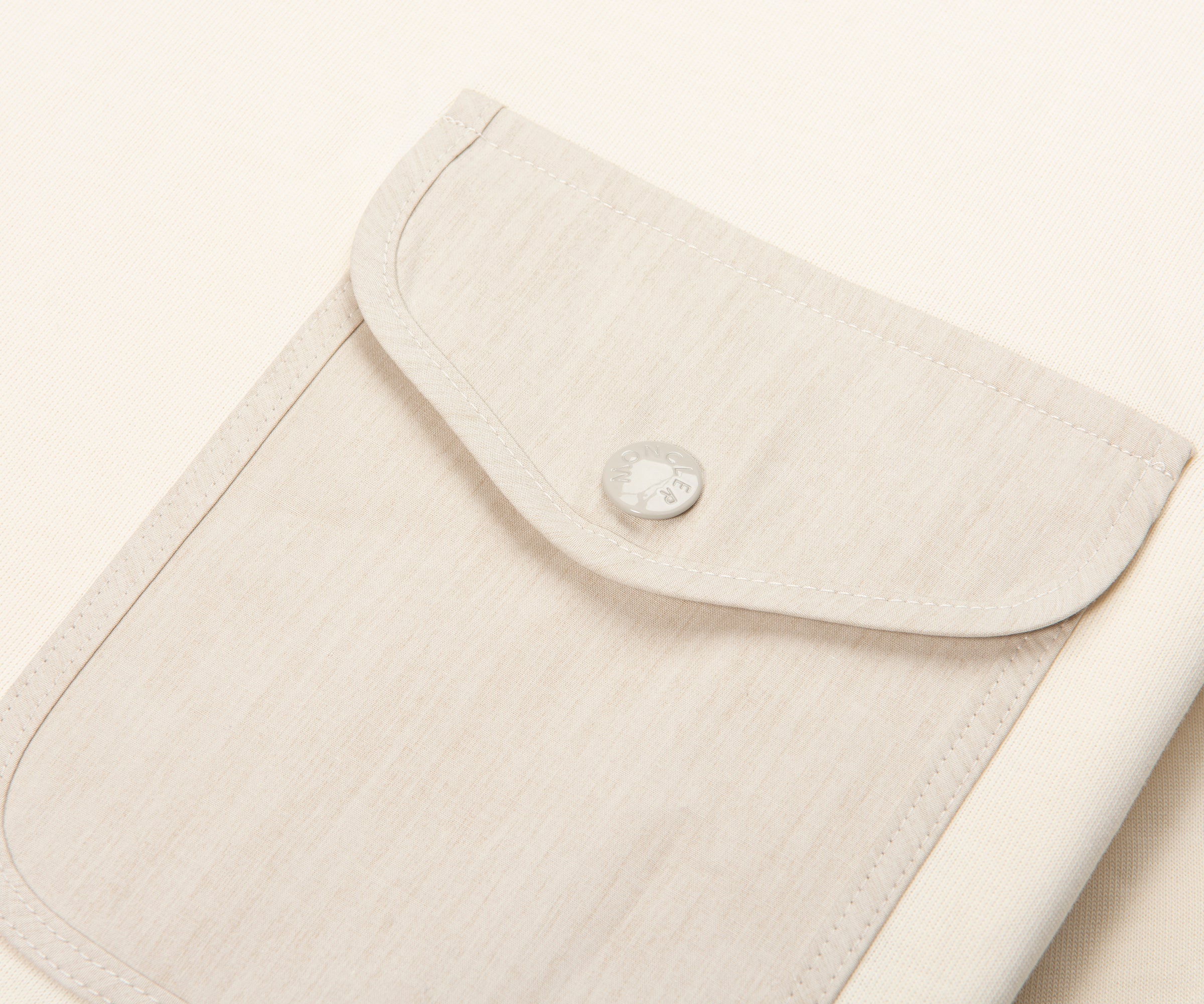 Moncler Cream Linen Pocket T-Shirt - Image 3