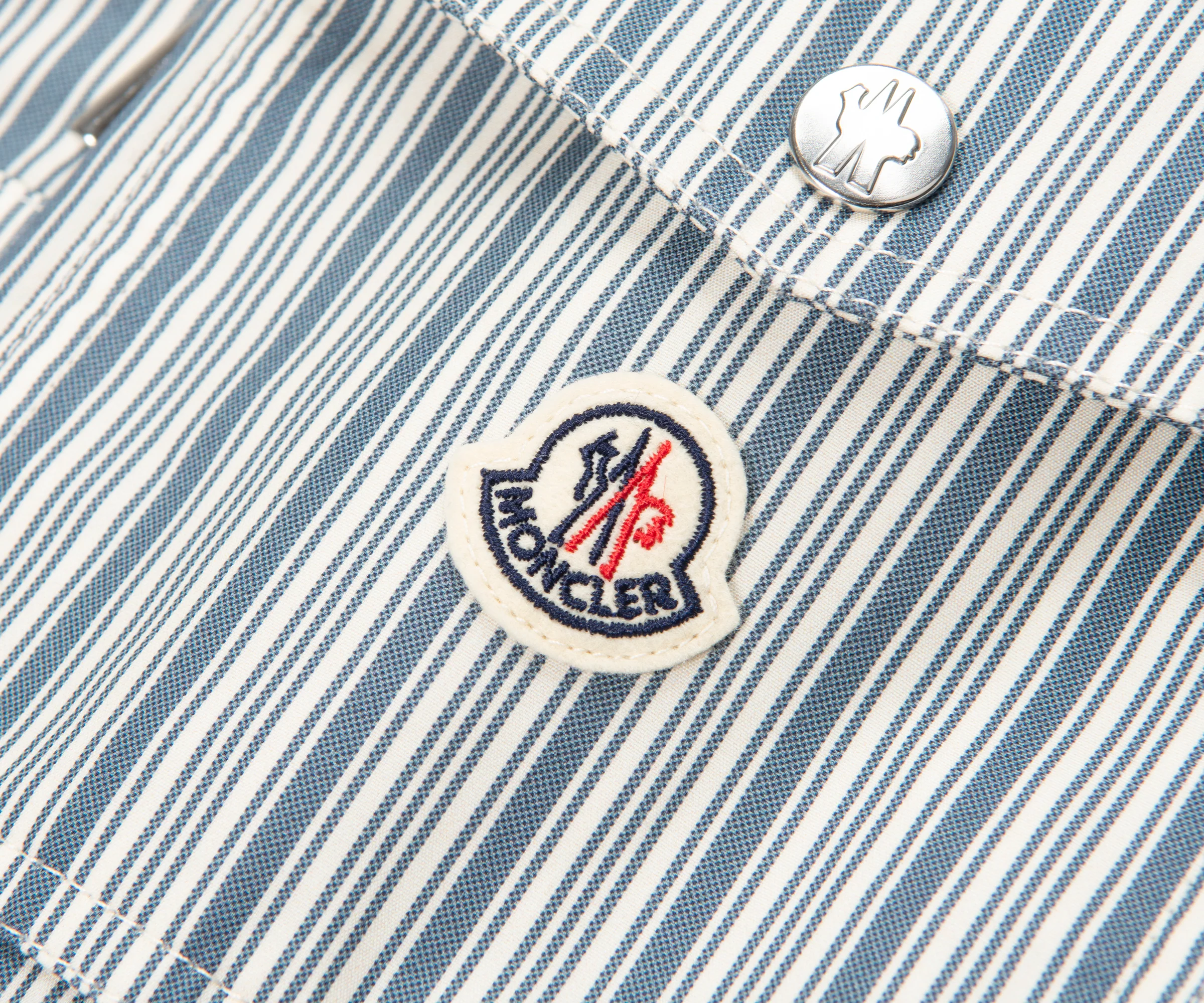 Moncler Havas Blue/White Striped Poplin Hooded Shacket - Image 5