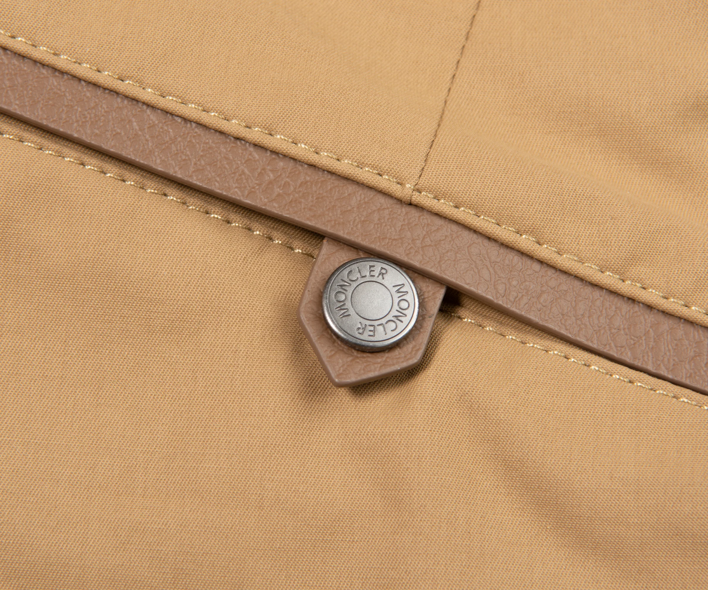 Moncler Khaki Leather Detailed Tie Waist Chinos - Image 4