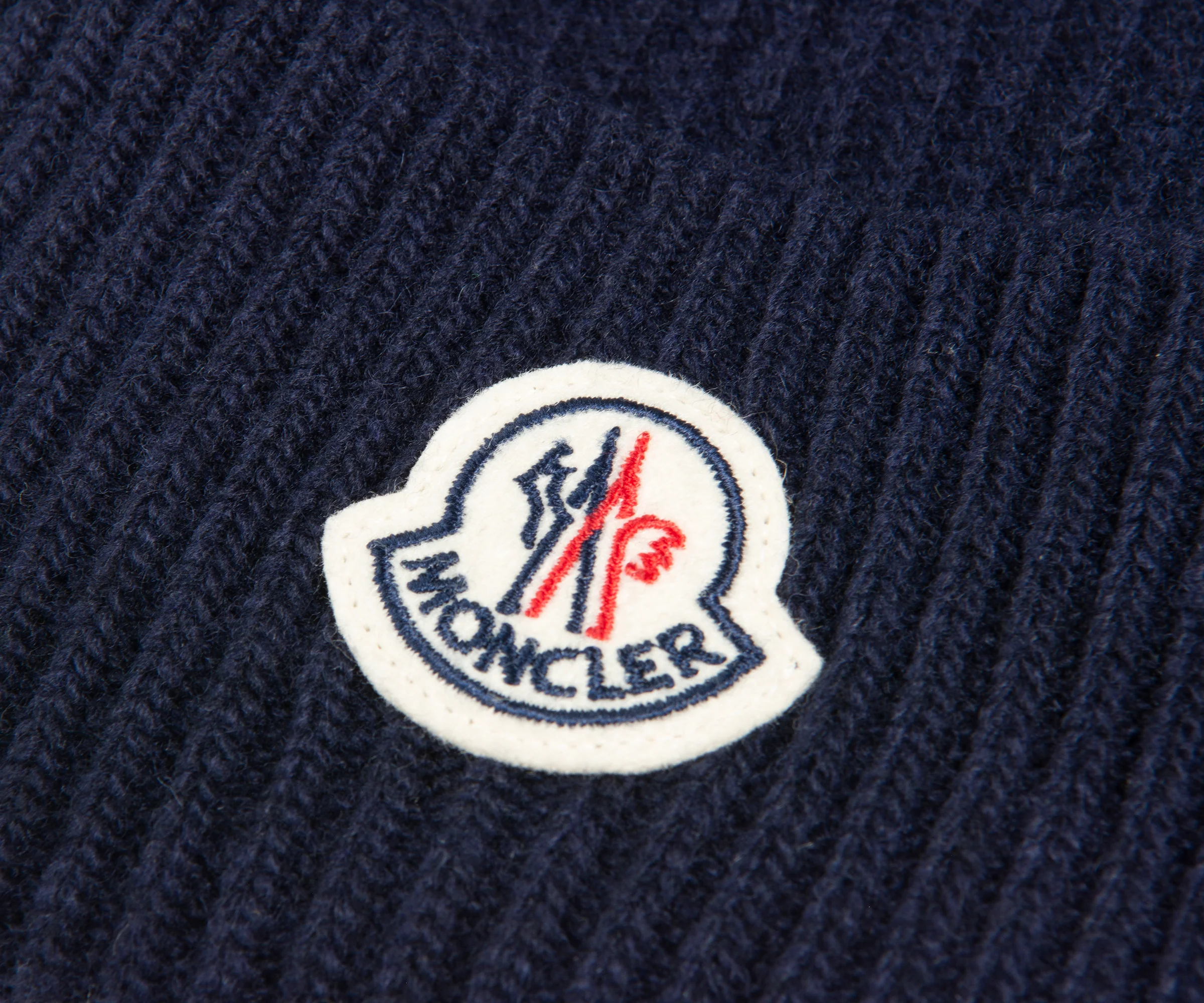Moncler Navy Logo Beanie - Image 2